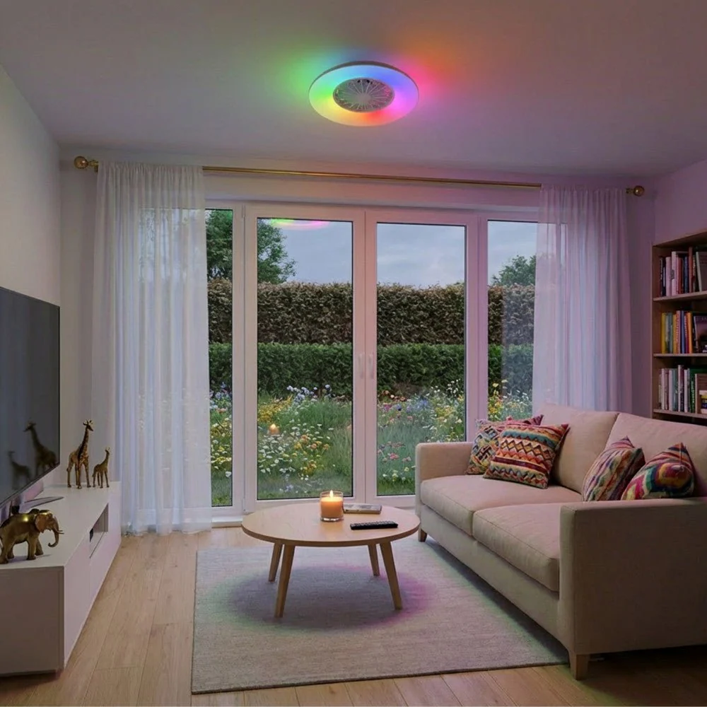 LED's Light Plafondlamp met ventilator RGB - 39W 3300lm 2700K/6500K/RGB - Ø485mm IP20 - Dimbaar - Image 18