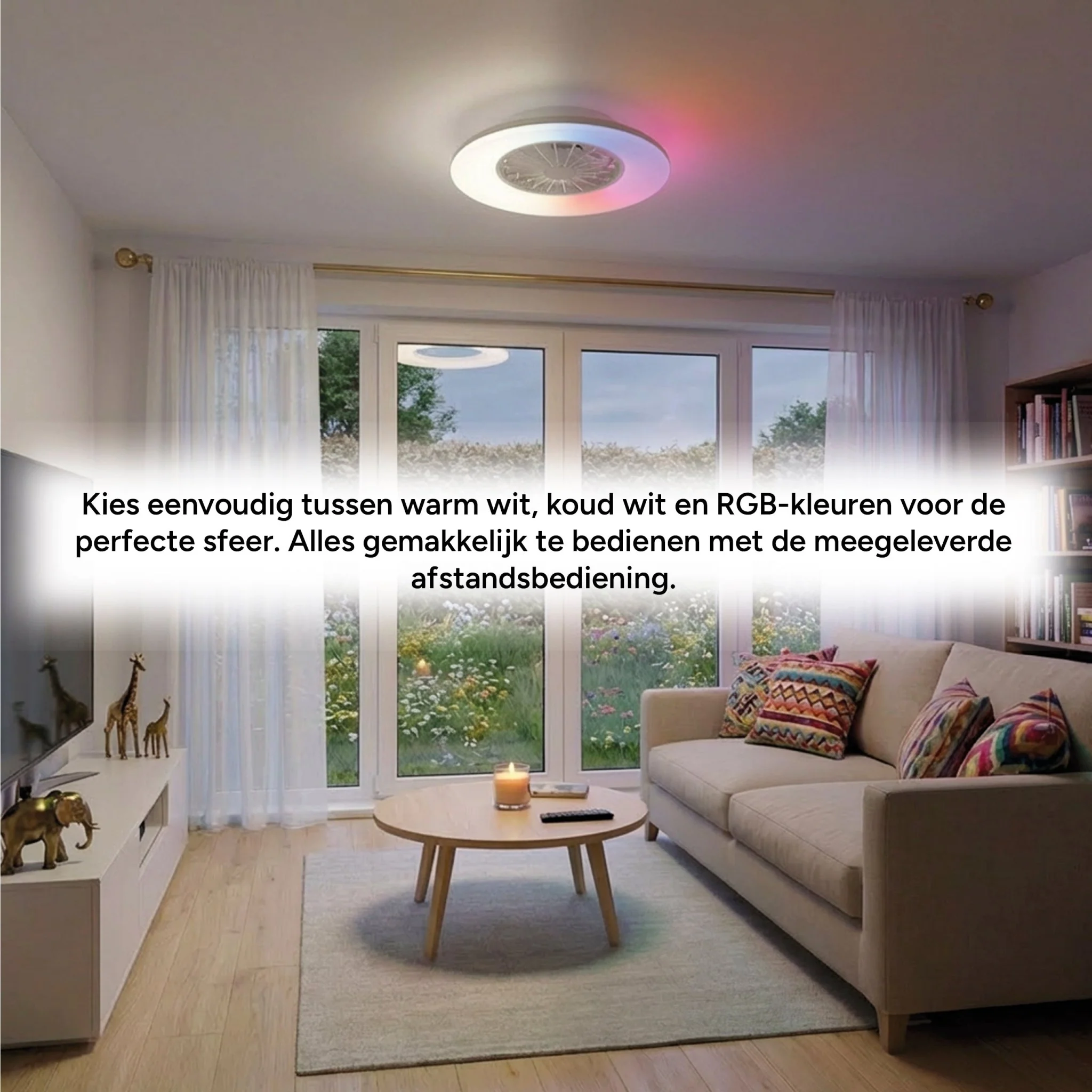 LED's Light Plafondlamp met ventilator RGB - 39W 3300lm 2700K/6500K/RGB - Ø485mm IP20 - Dimbaar - Image 6