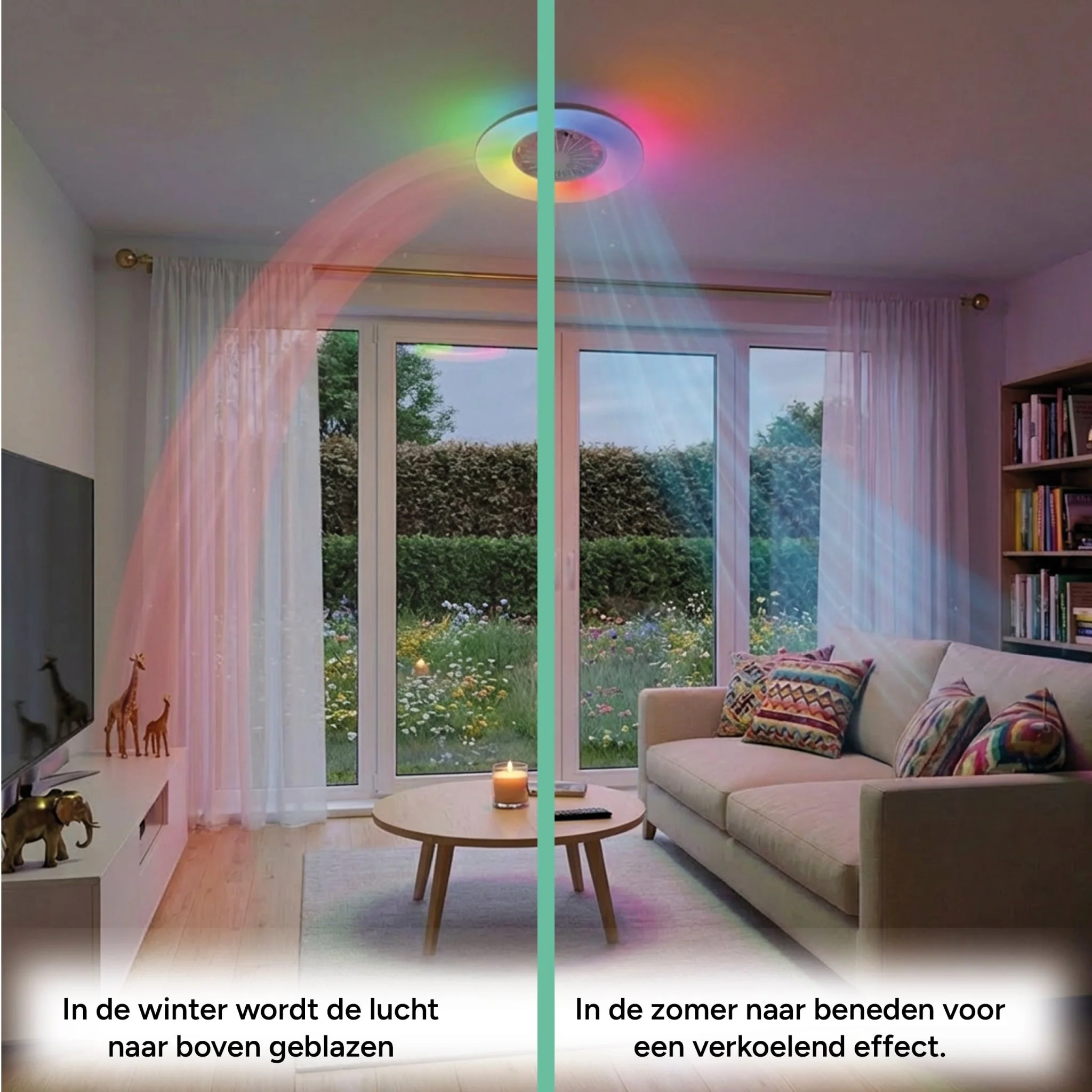 LED's Light Plafondlamp met ventilator RGB - 39W 3300lm 2700K/6500K/RGB - Ø485mm IP20 - Dimbaar - Image 8