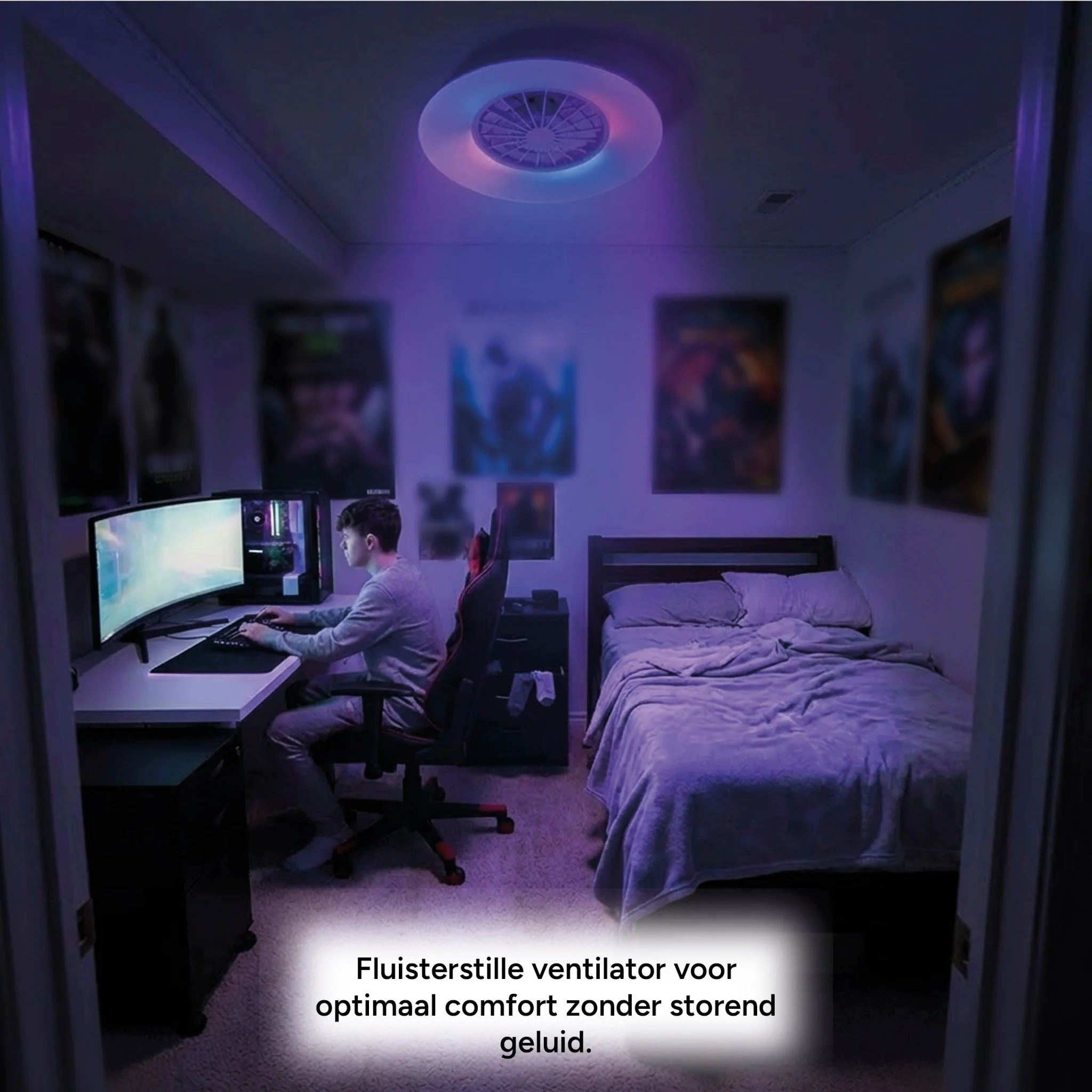 LED's Light Plafondlamp met ventilator RGB - 39W 3300lm 2700K/6500K/RGB - Ø485mm IP20 - Dimbaar - Image 9