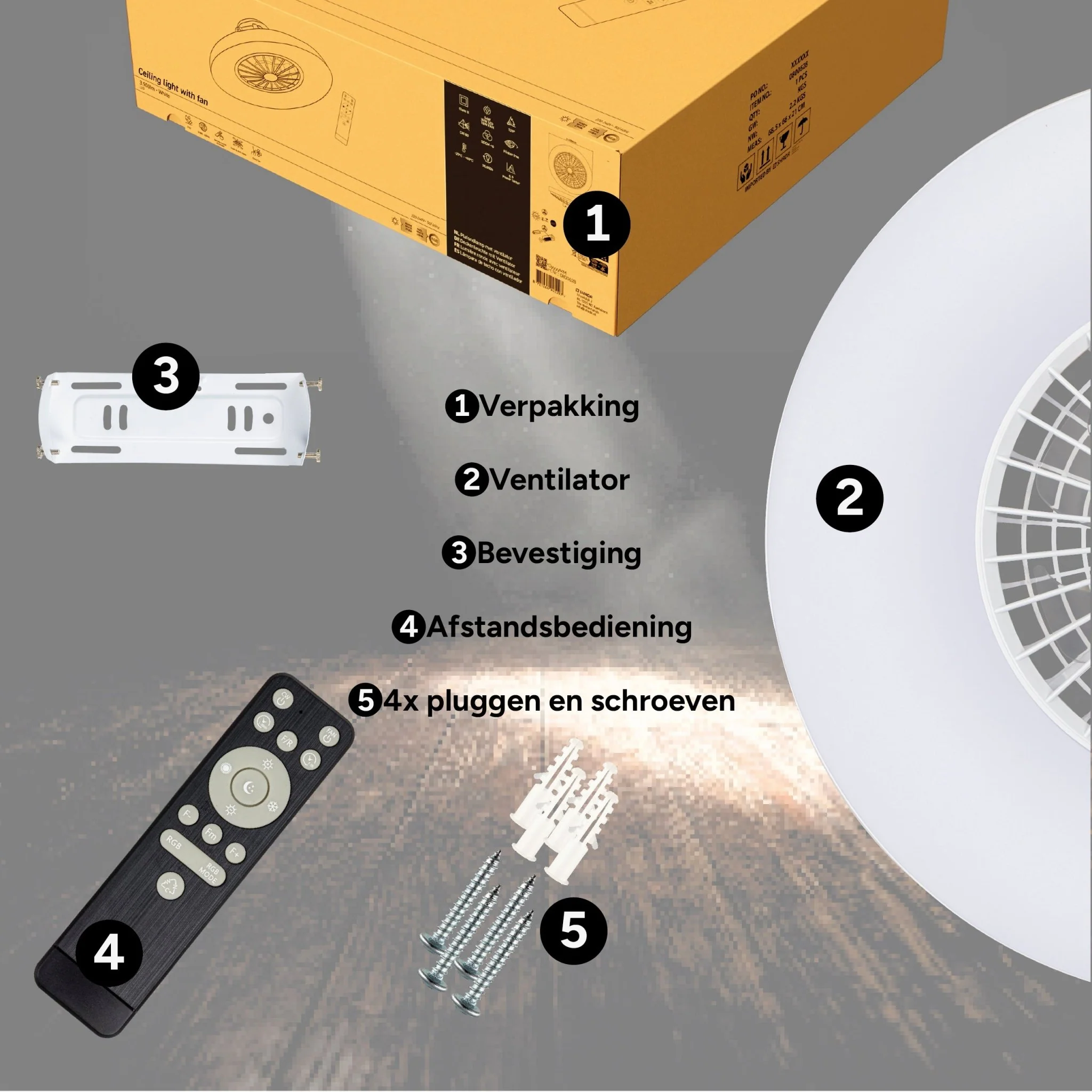 LED's Light RGB Plafondlamp met ventilator - 54W 3950lm 2700K/6500K/RGB - Ø600mm IP20 - Dimbaar - Image 3