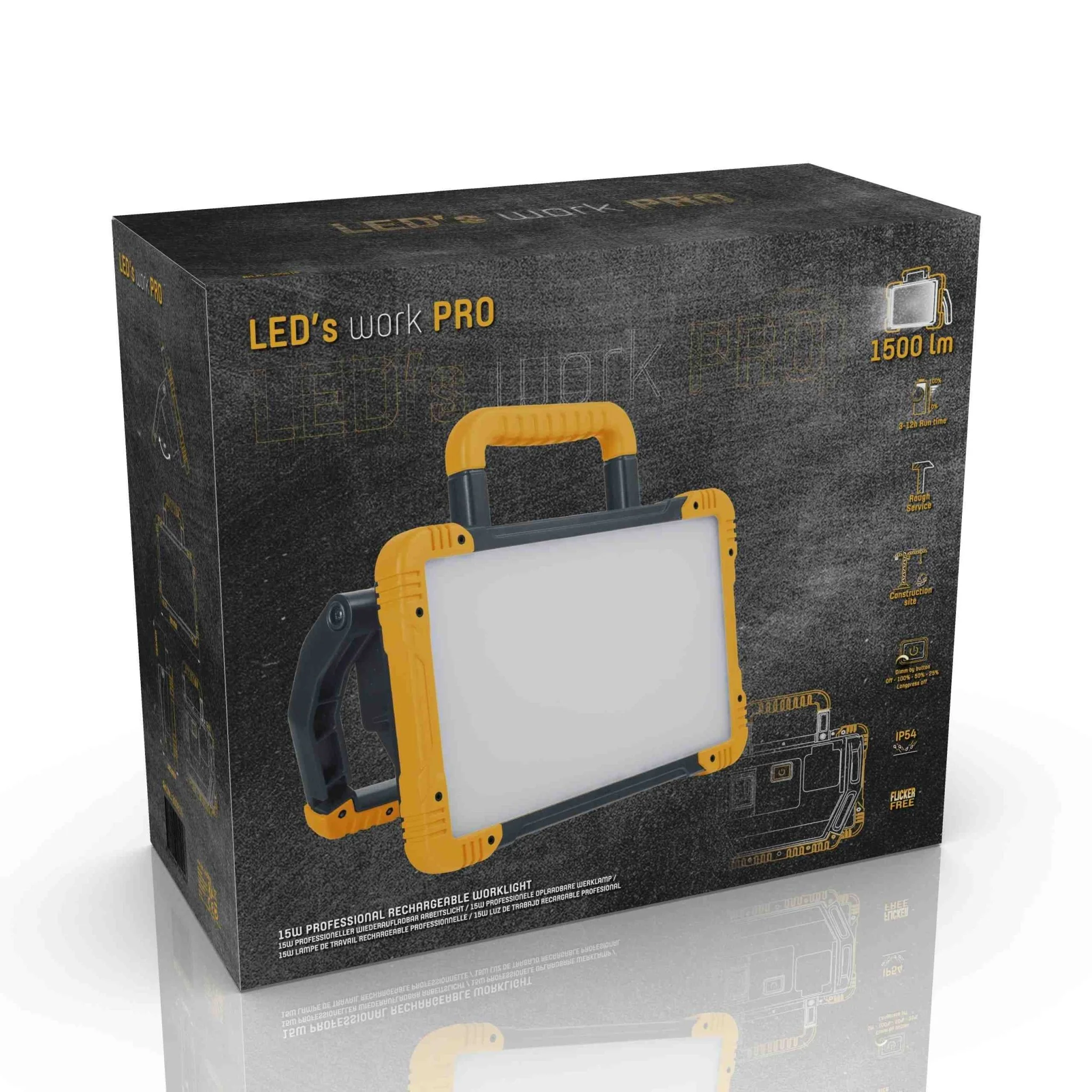 LED's Work Oplaadbare LED Bouwlamp 1500 - Draadloze werking op accu – IP54 – Rough Service Tested - Image 10