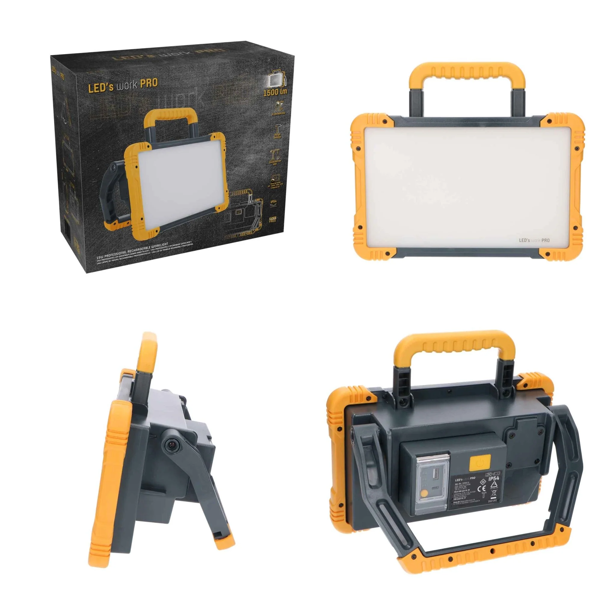 LED's Work Oplaadbare LED Bouwlamp 1500 - Draadloze werking op accu – IP54 – Rough Service Tested - Image 6