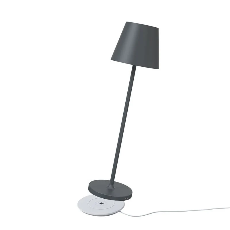Premium LED Tafellamp met oplaadstation - Oplaadbaar & Draadloos - Voor binnen en buiten - Grijs - Image 12