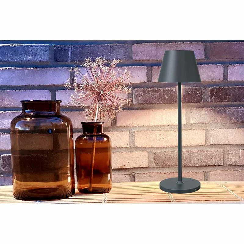 Premium LED Tafellamp met oplaadstation - Oplaadbaar & Draadloos - Voor binnen en buiten - Grijs - Image 2