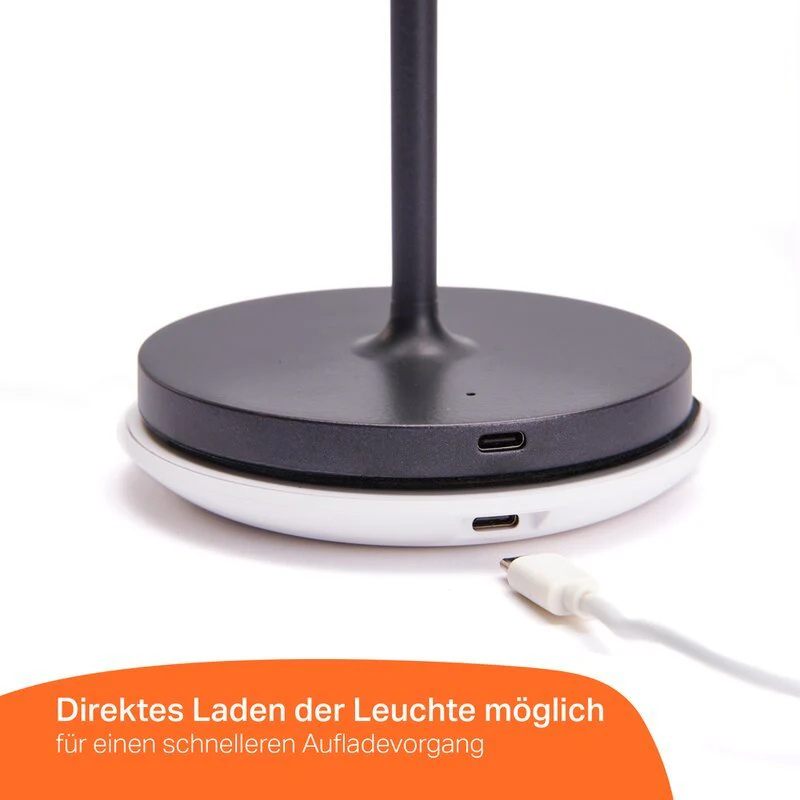 Premium LED Tafellamp met oplaadstation - Oplaadbaar & Draadloos - Voor binnen en buiten - Grijs - Image 9
