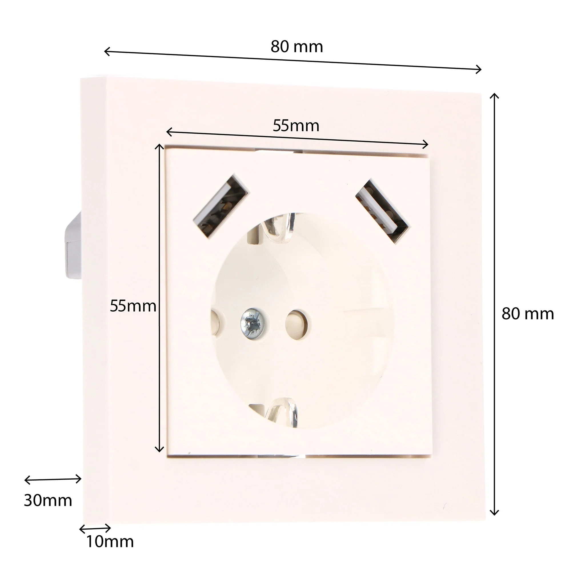 ProCharge Wandcontactdoos met 2 USB snelladers - Universeel - Wit - RAL9010 - Image 5