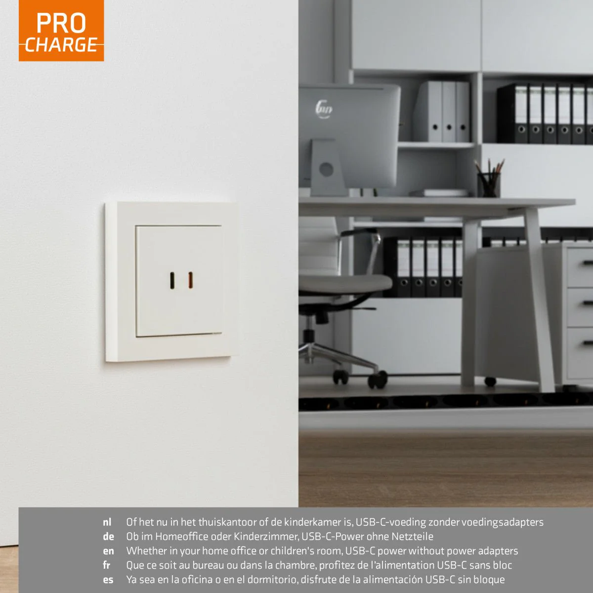 ProCharge USB-C inbouw wandcontactdoos stopcontact duo - 2 snelladers USB-C poorten - Universeel - Wit - Image 6