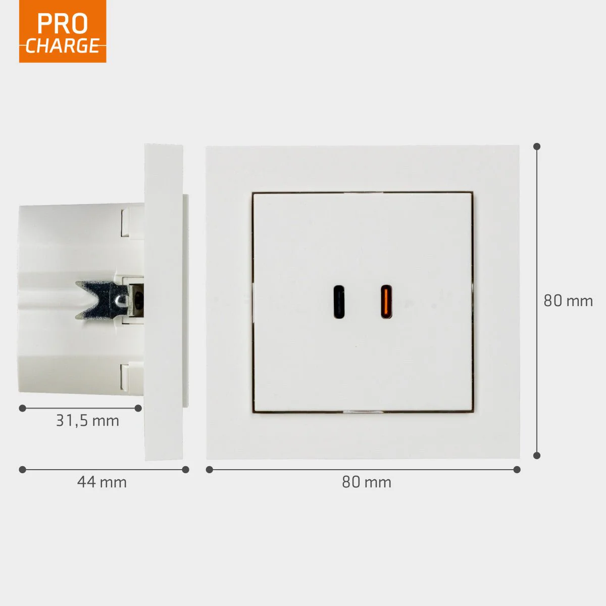 ProCharge USB-C inbouw wandcontactdoos stopcontact duo - 2 snelladers USB-C poorten - Universeel - Wit - Image 7