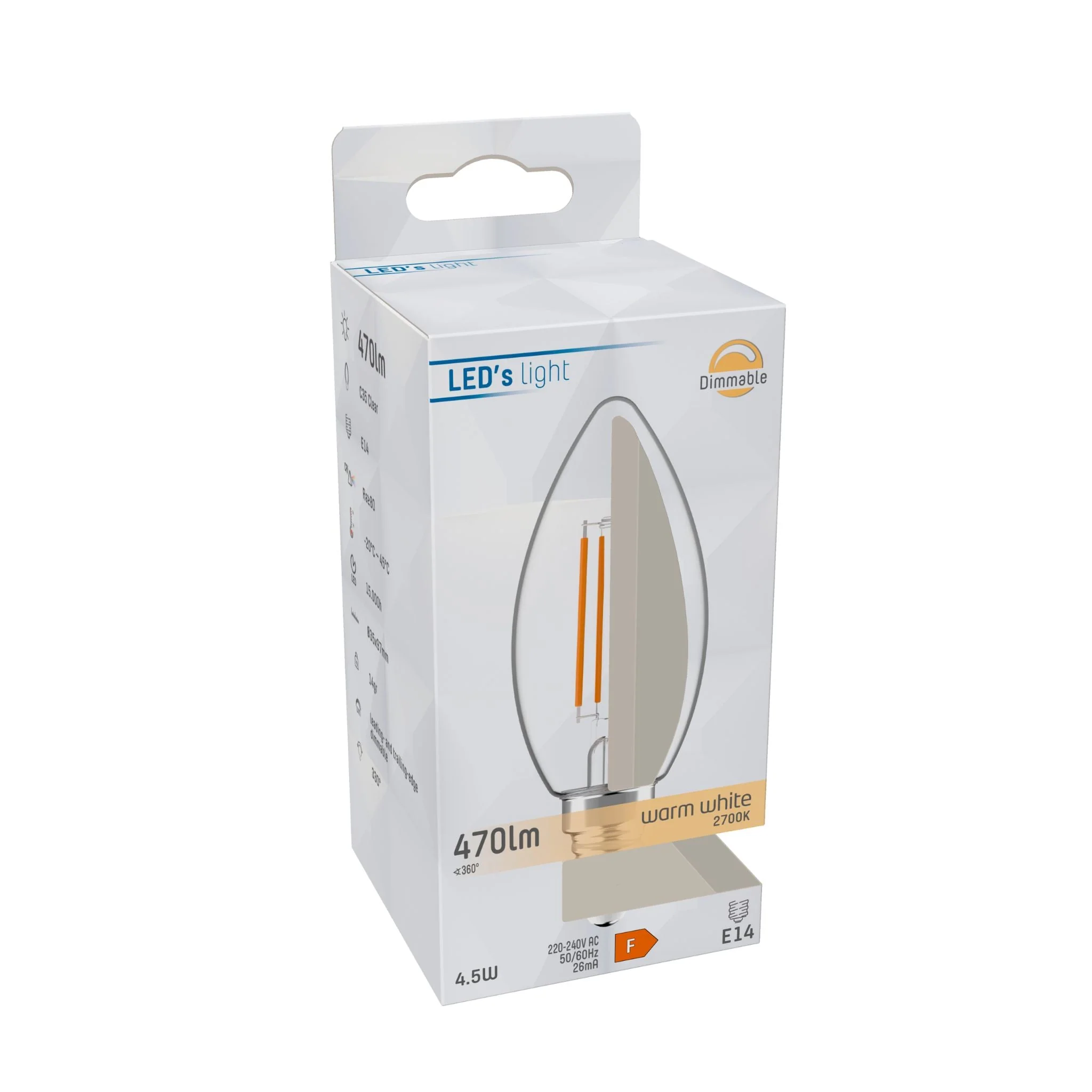 ProDim LED Filament Kaarslamp E14 - Helder - Dimbaar warm wit licht - 4.5W (40W) - Image 2