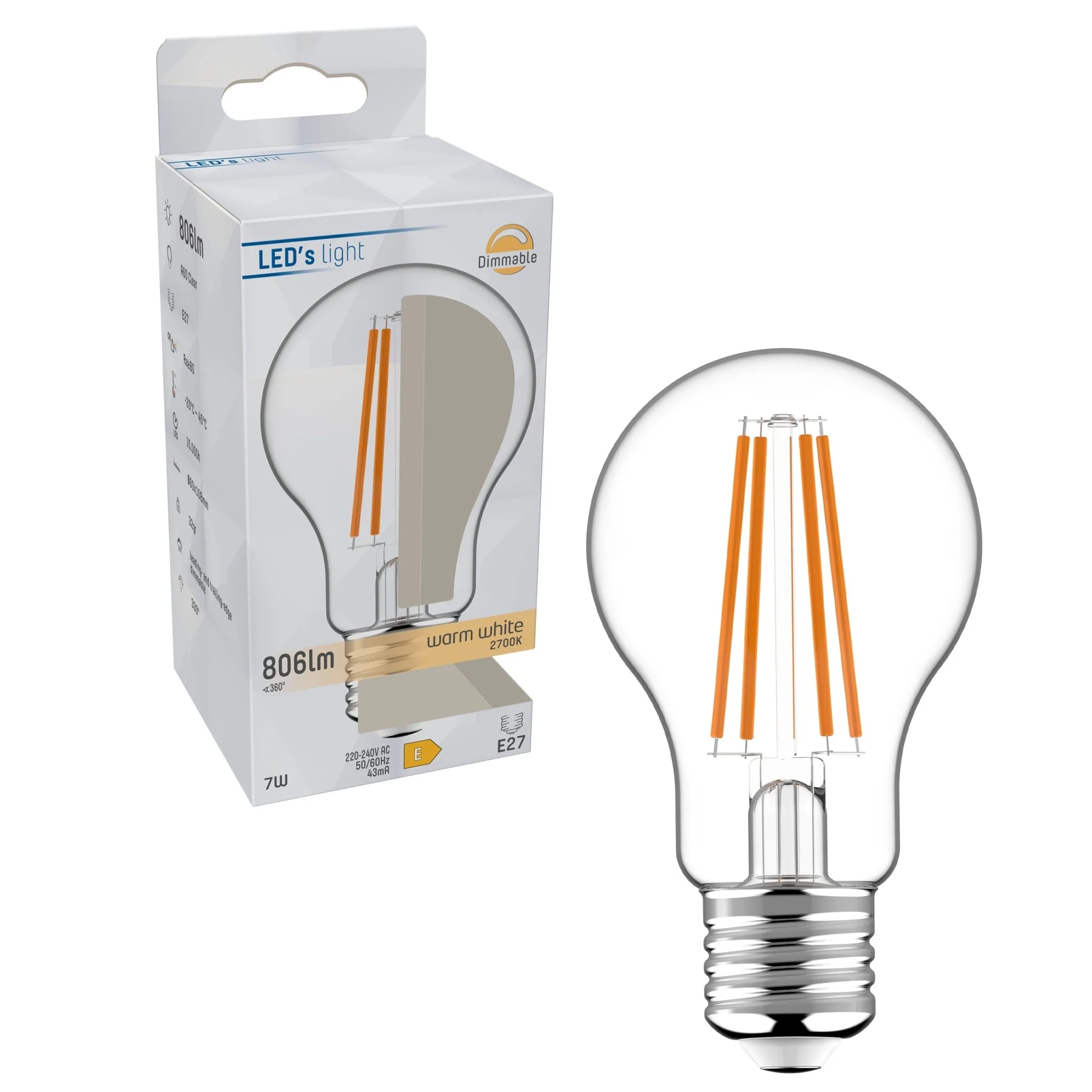 ProDim LED Filament Lamp E27 - Helder - Dimbaar warm wit licht - 7W vervangt 60W - Image 4