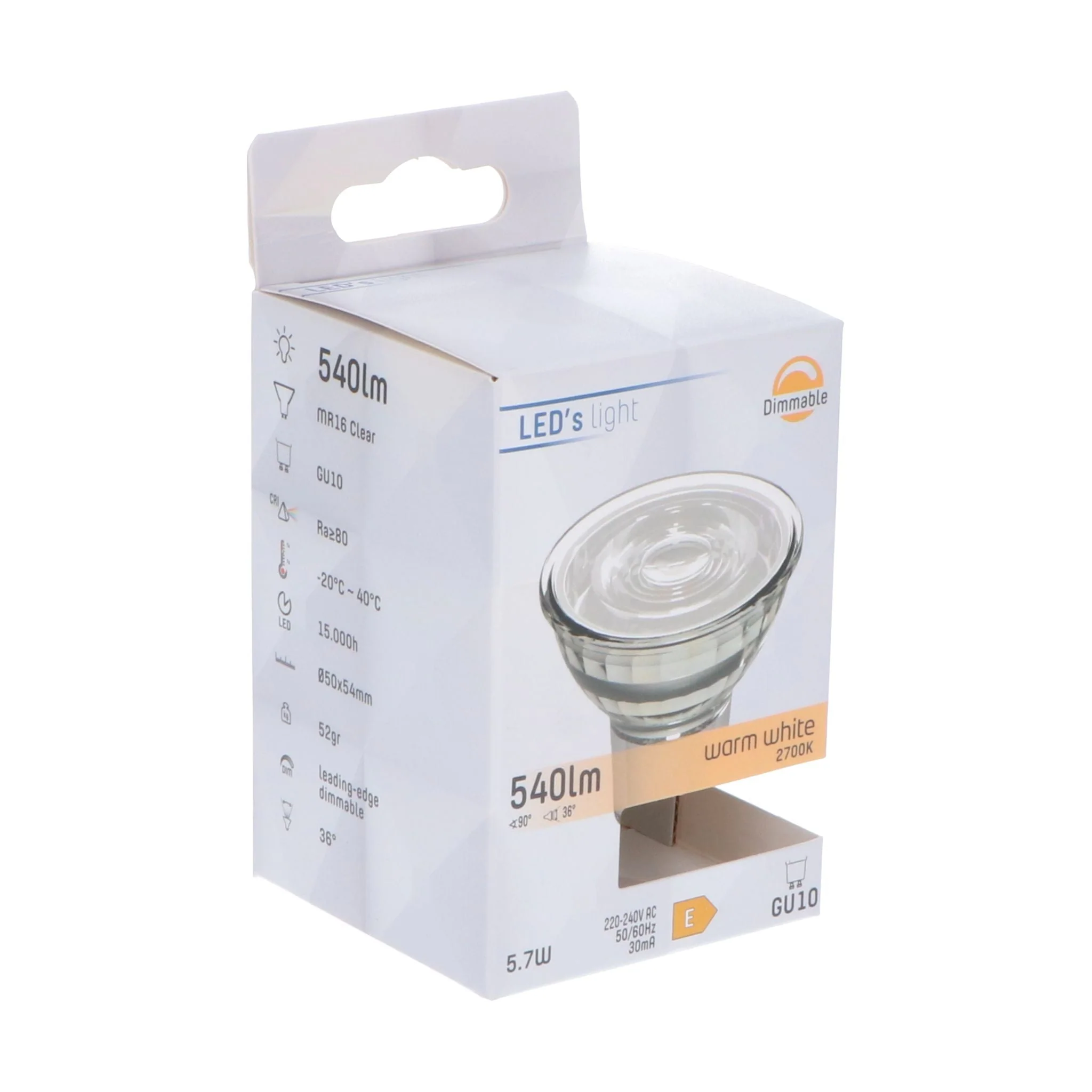 GU10 LED Lamp - Dimbaar warm wit licht - 5W vervangt 75W - 1 spot - Image 4