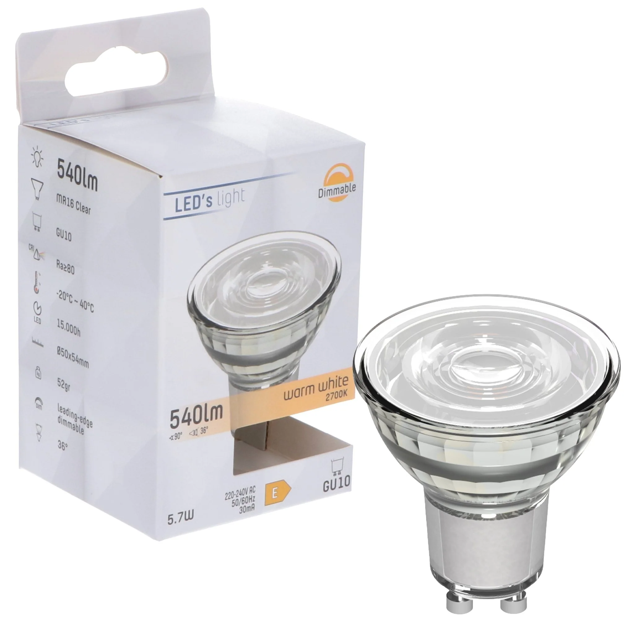 GU10 LED Lamp - Dimbaar warm wit licht - 5W vervangt 75W - 1 spot - Image 6