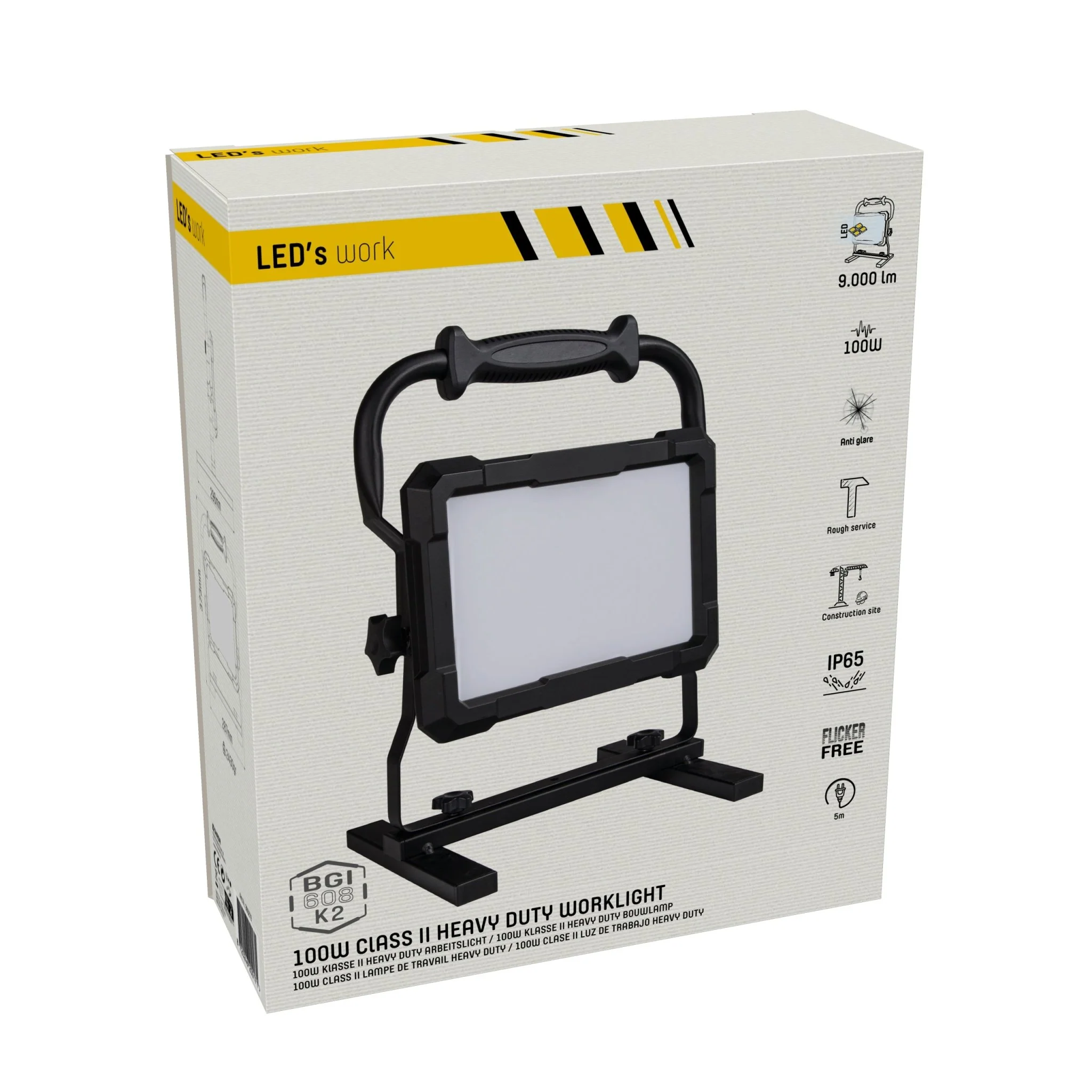 Professionele LED bouwlamp 100W – Rough Service Tested – 5 meter snoer – 9000 lumen – IP65 - Image 9