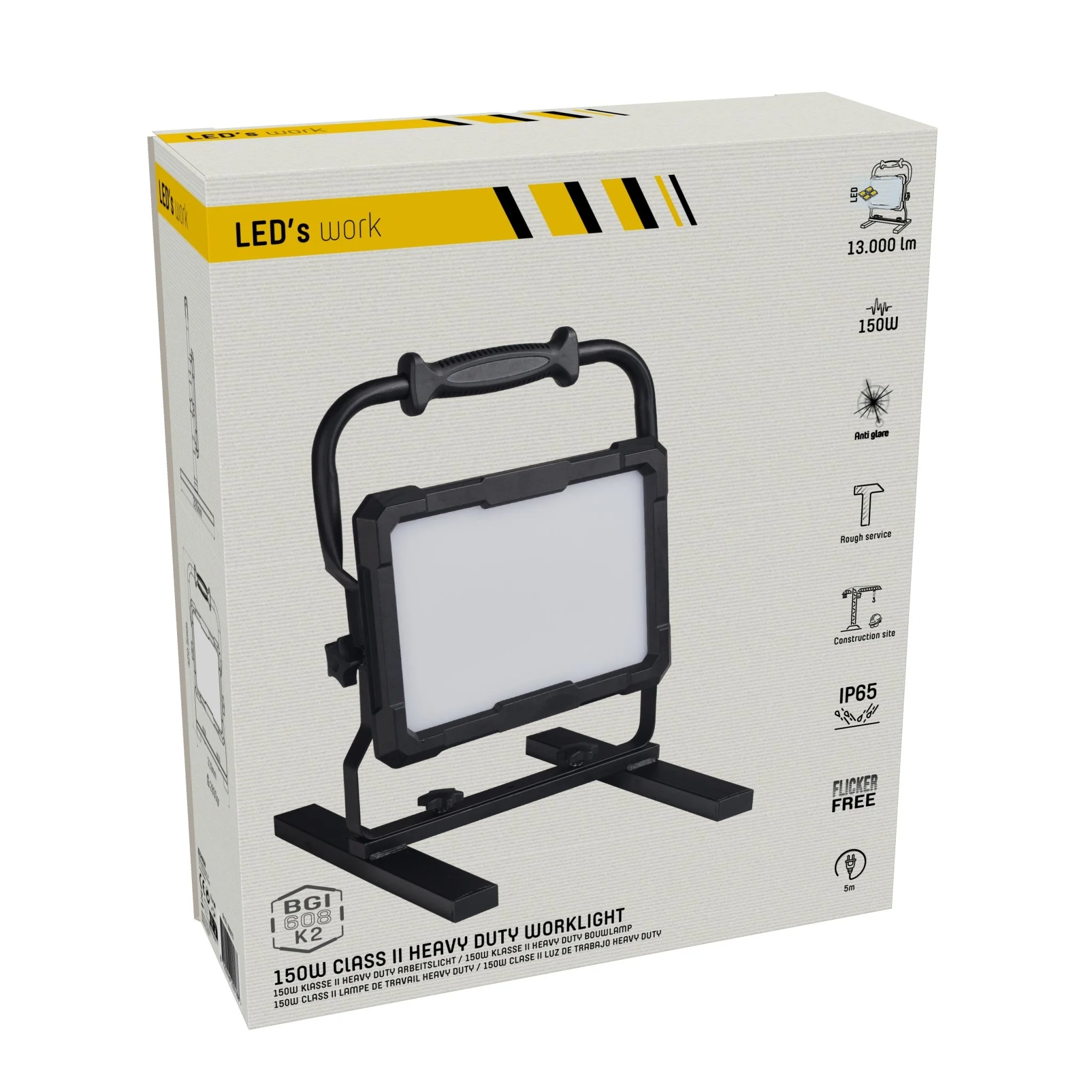 LED's Work Professionele LED Bouwlamp 13000 - Rough Service Tested - 5 meter snoer - 150W - IP65 - Image 9