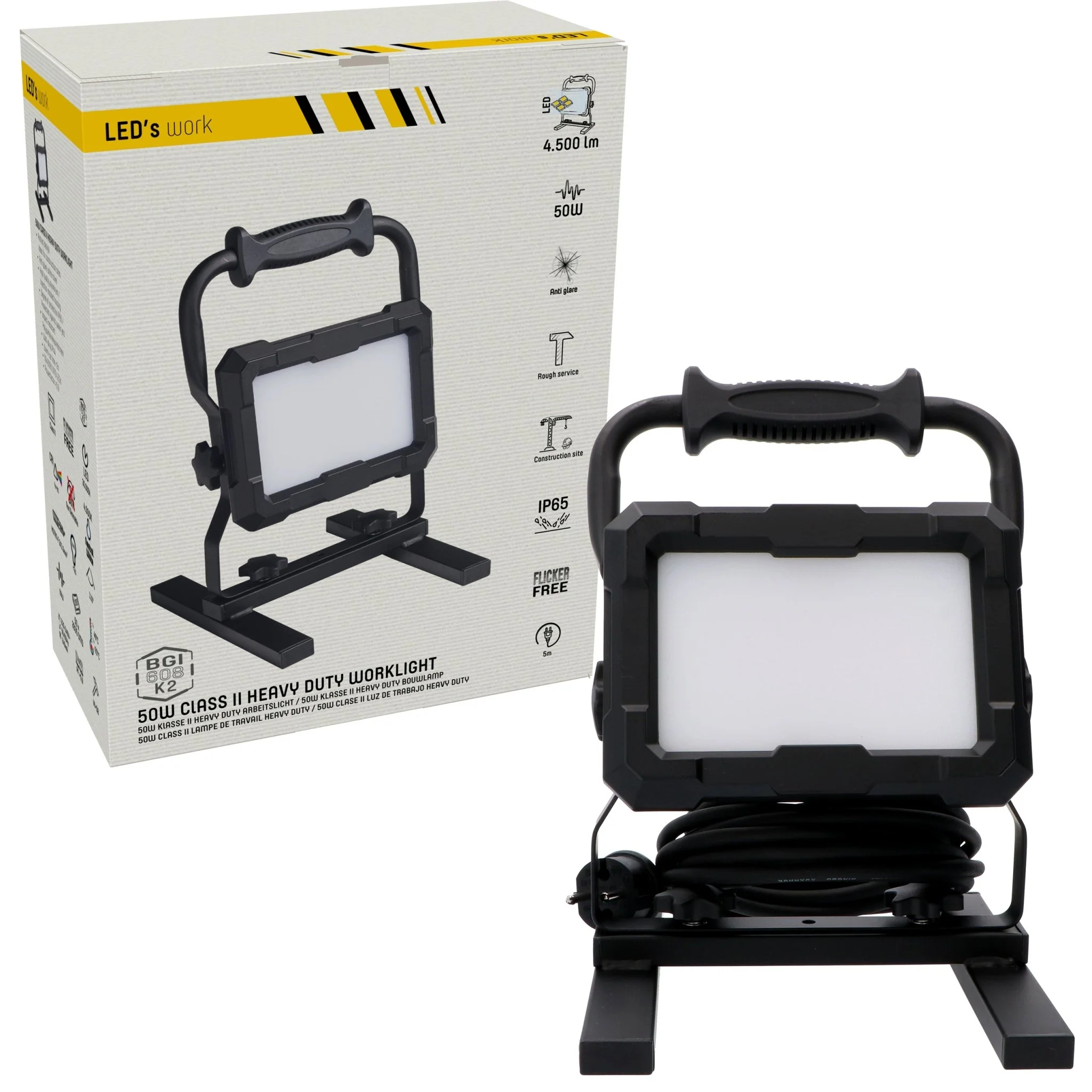 LED's Work Professionele LED Bouwlamp 4500 - Rough Service Tested - 5 meter snoer - 50W - IP65 - Image 4