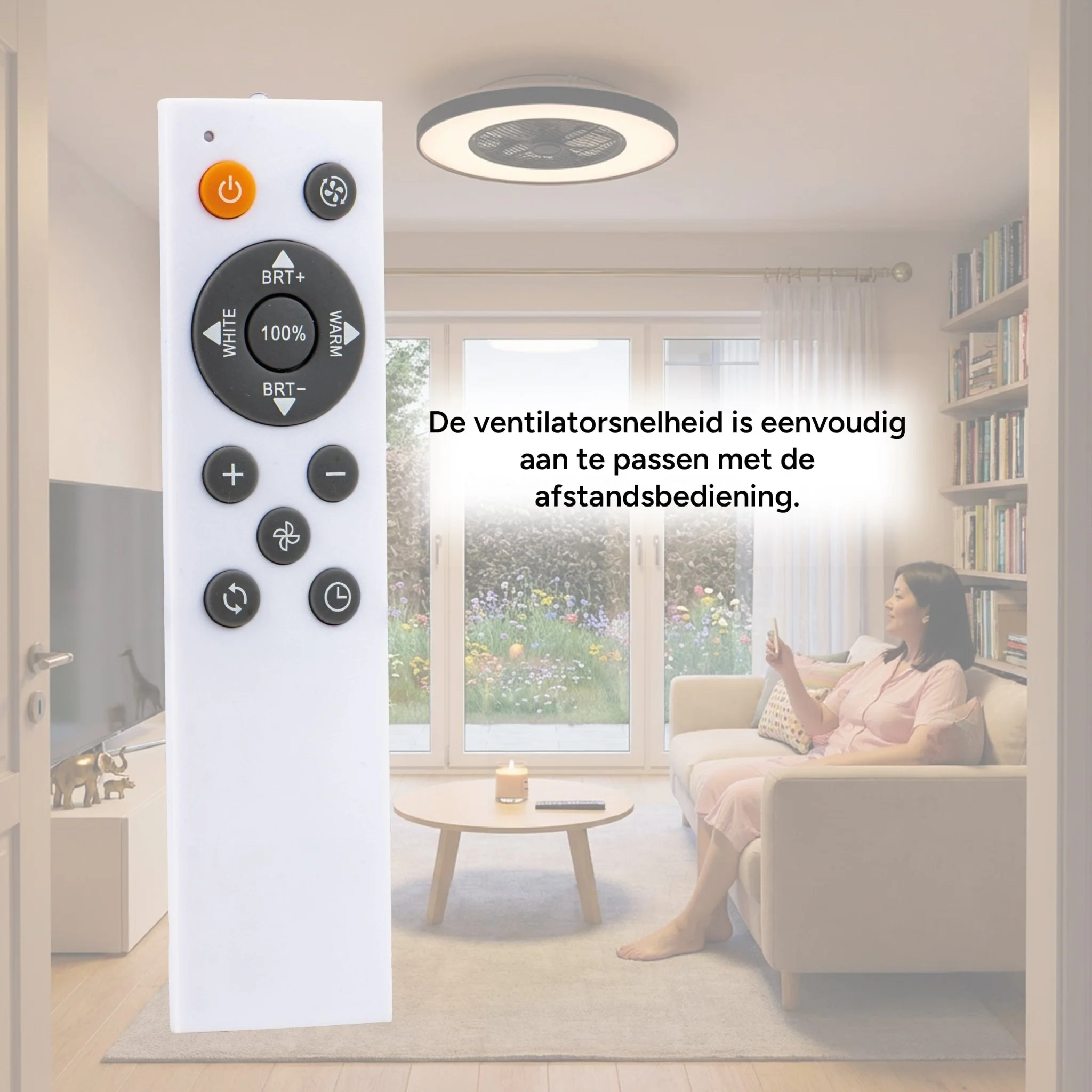 Proventa 3D Air Plafondlamp met Ventilator 60cm - Full room luchtcirculatie - Zomer & Winterstand – Licht en kleurtemperatuur instelbaar - Image 10