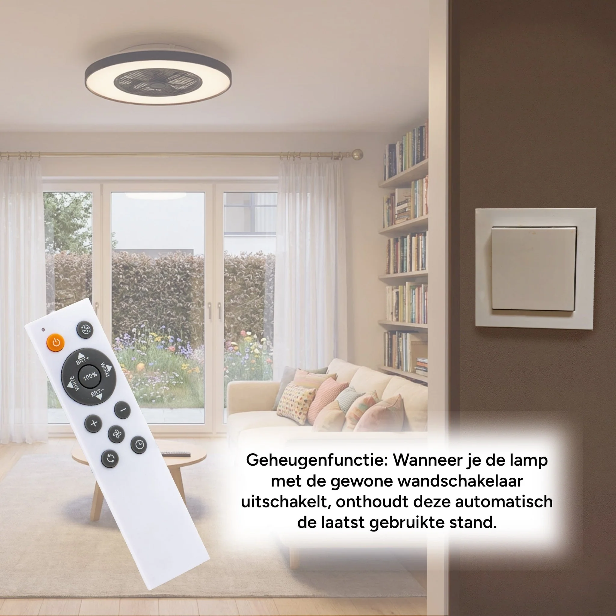 Proventa 3D Air Plafondlamp met Ventilator 60cm - Full room luchtcirculatie - Zomer & Winterstand – Licht en kleurtemperatuur instelbaar - Image 12