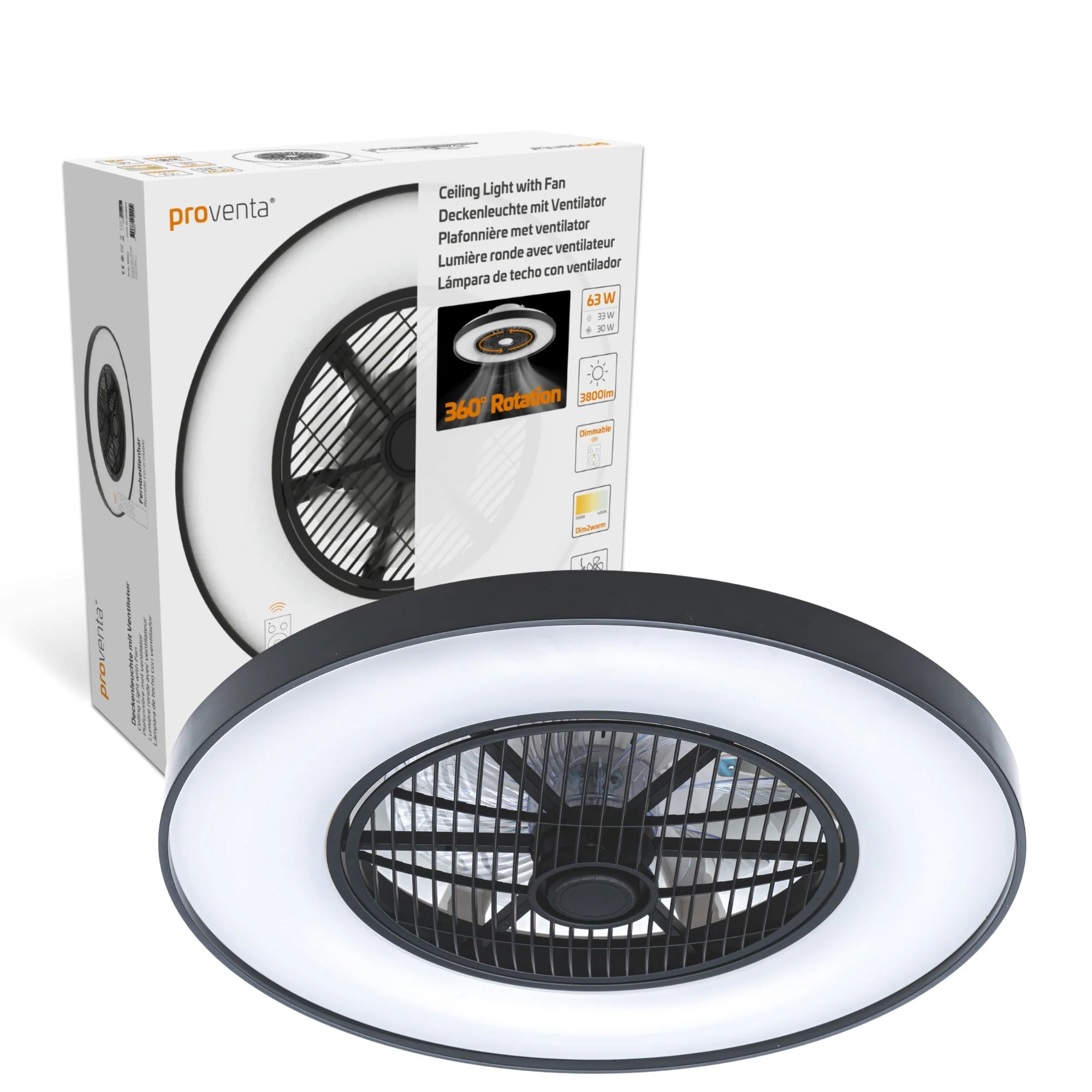 Proventa 3D Air Plafondlamp met Ventilator 60cm - Full room luchtcirculatie - Zomer & Winterstand – Licht en kleurtemperatuur instelbaar - Image 14