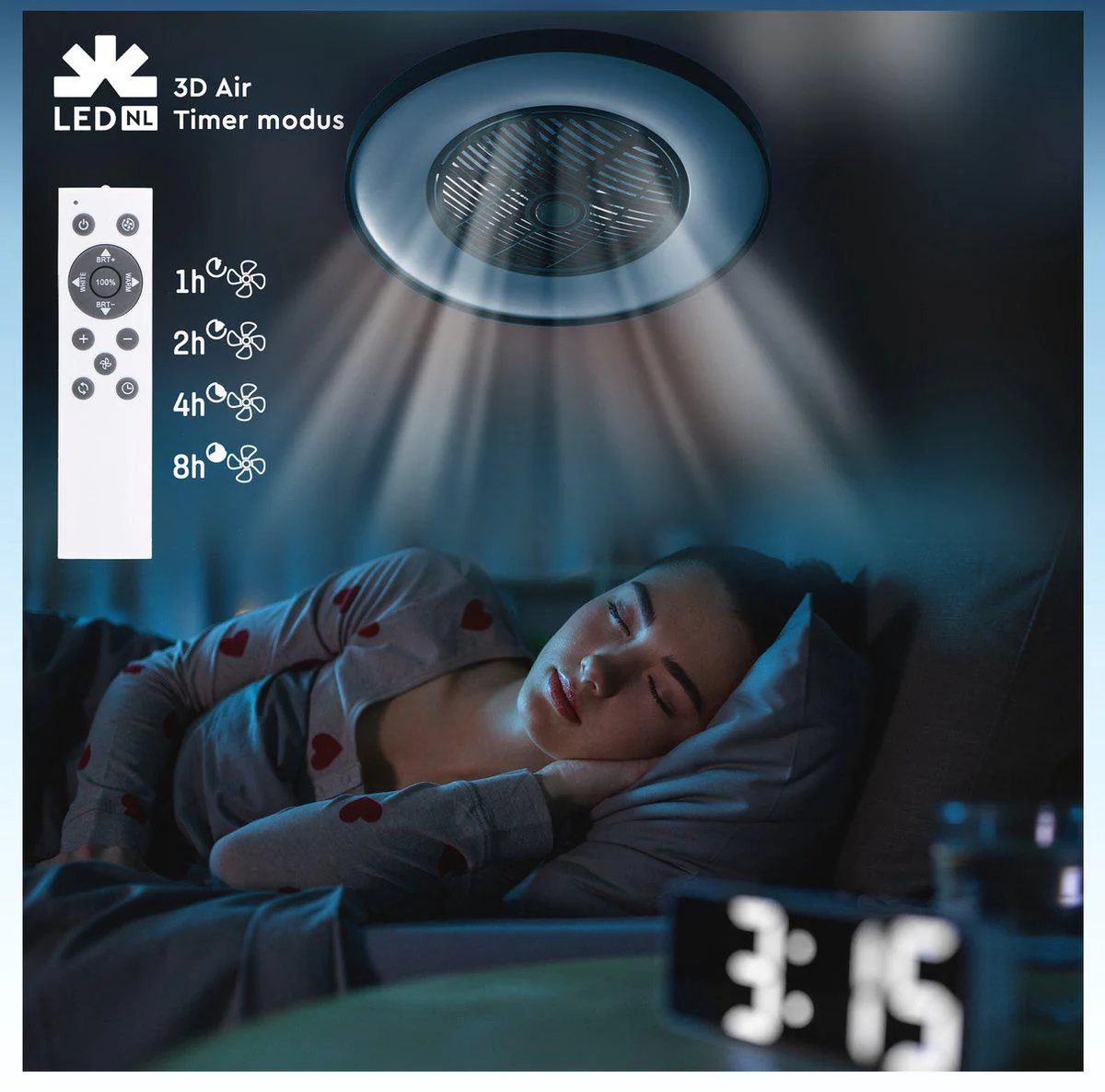 Proventa 3D Air Plafondlamp met Ventilator 60cm - Full room luchtcirculatie - Zomer & Winterstand – Licht en kleurtemperatuur instelbaar - Image 6