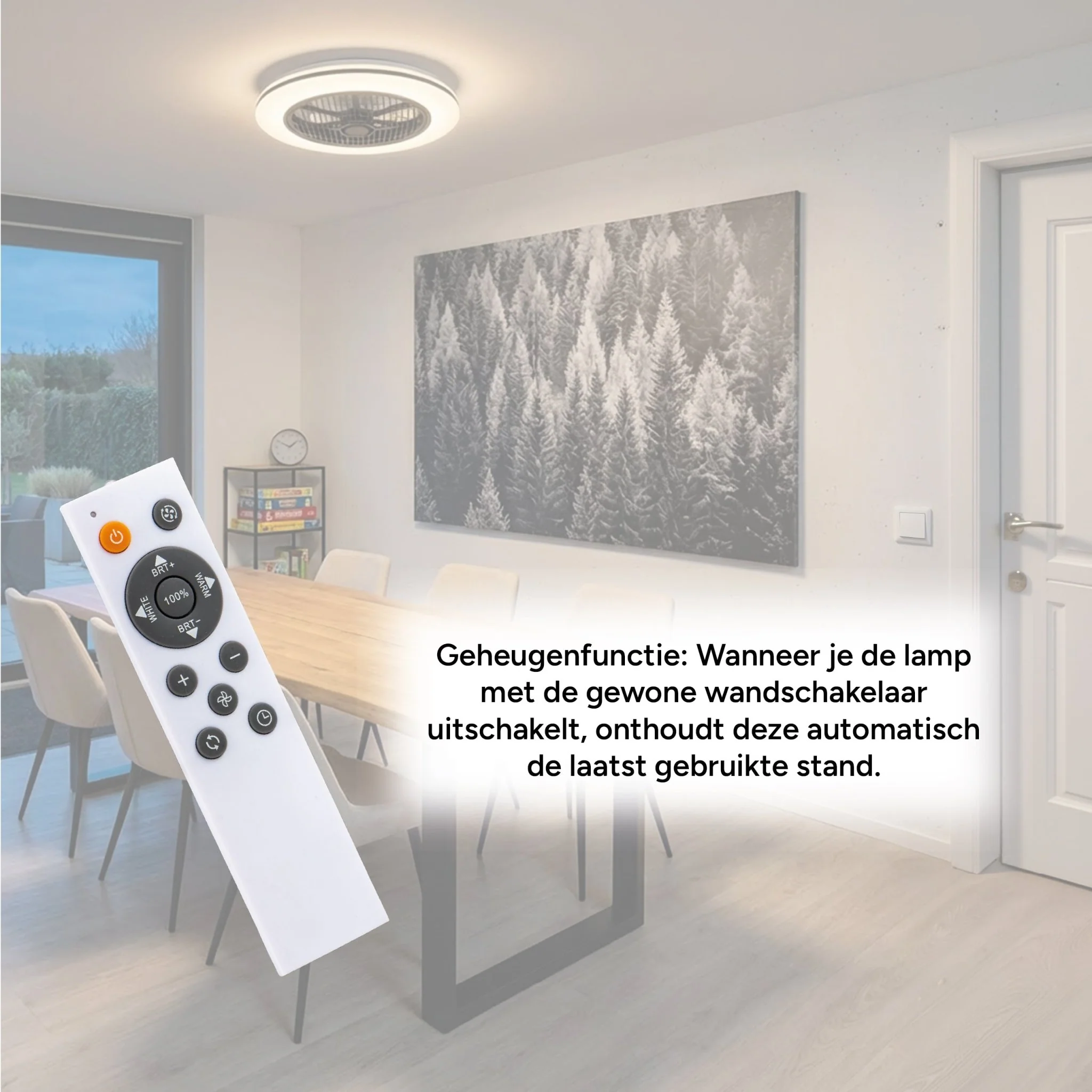 Proventa 3D Air Plafondventilator met verlichting 50 cm - Verspreidt lucht over hele kamer - Met afstandsbediening - Image 10