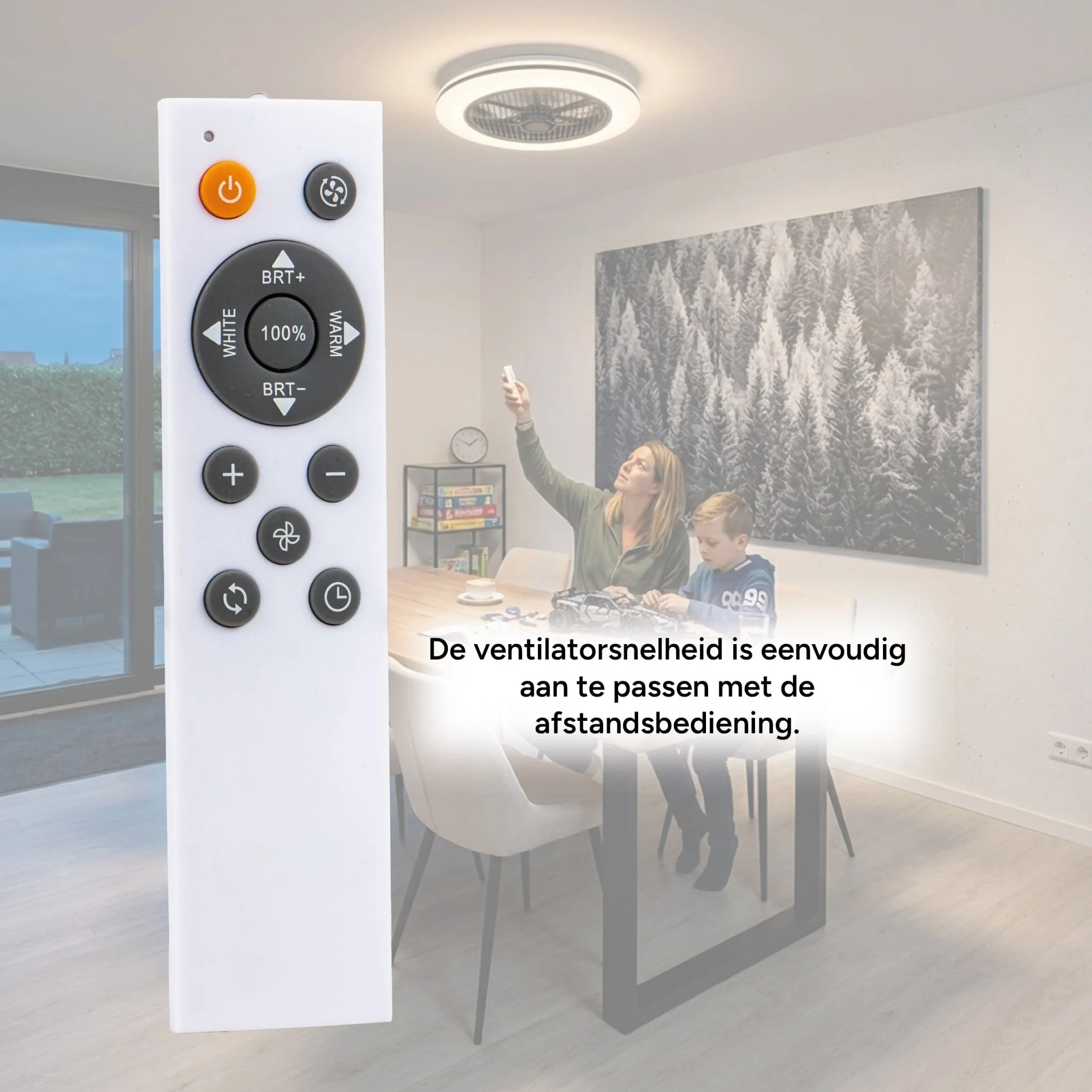 Proventa 3D Air Plafondventilator met verlichting 50 cm - Verspreidt lucht over hele kamer - Met afstandsbediening - Image 7