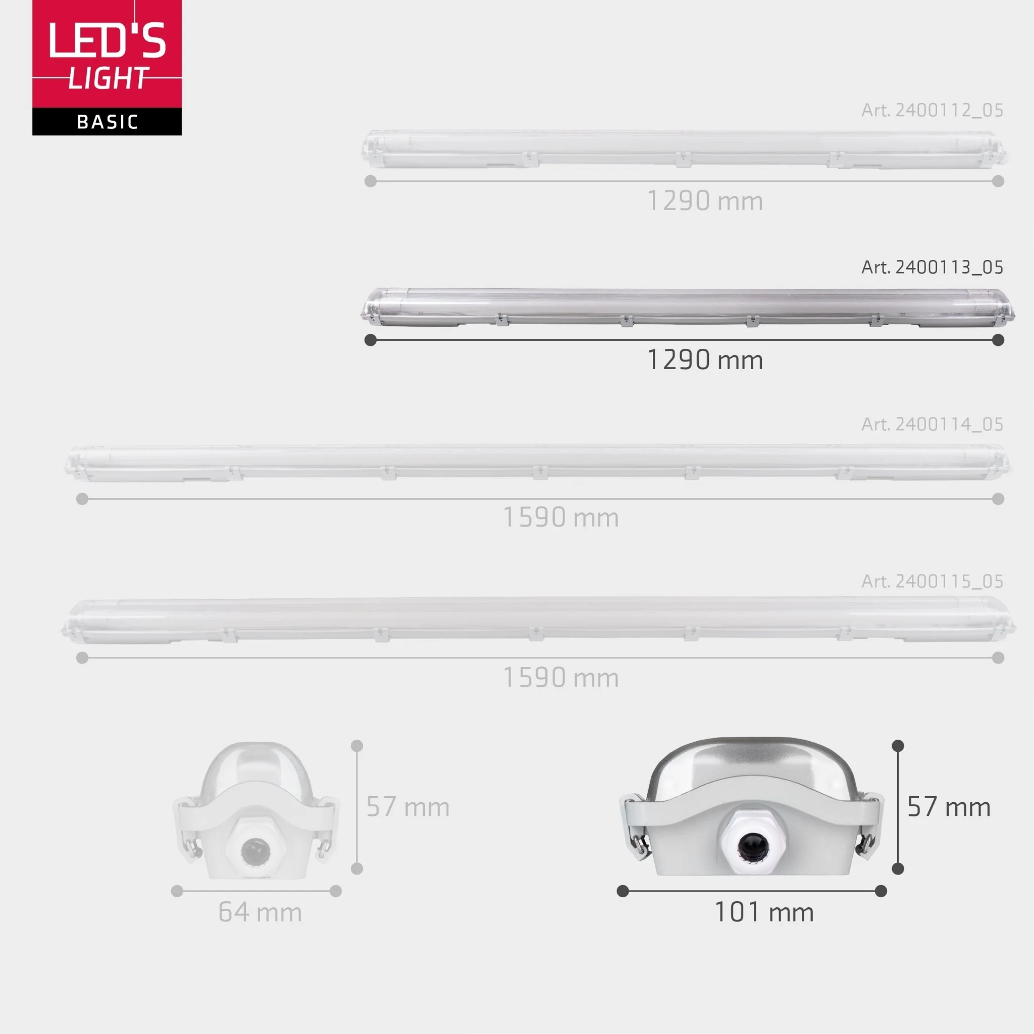 4 PACK - LED TL dubbel armaturen met 8 lampen 120 cm - Koud wit licht 6500 K - Waterdicht - Image 6