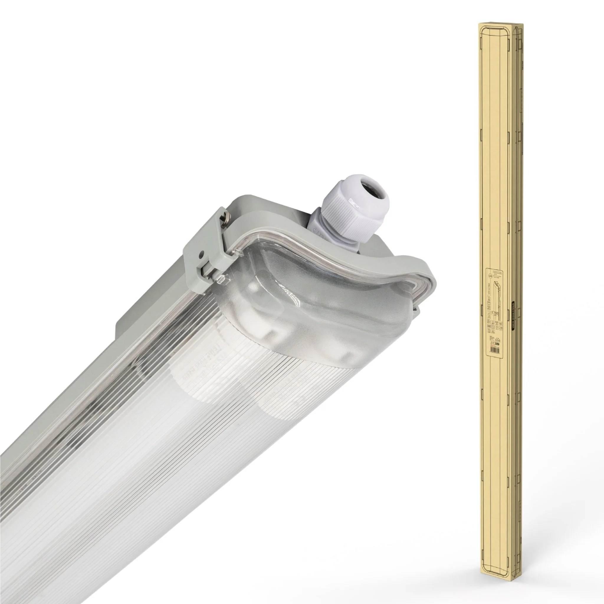 Proventa LED TL 4 dubbel armaturen met 8 buizen 150 cm - Koud wit licht 6500 K - Waterdicht - 4 stuks - Image 11