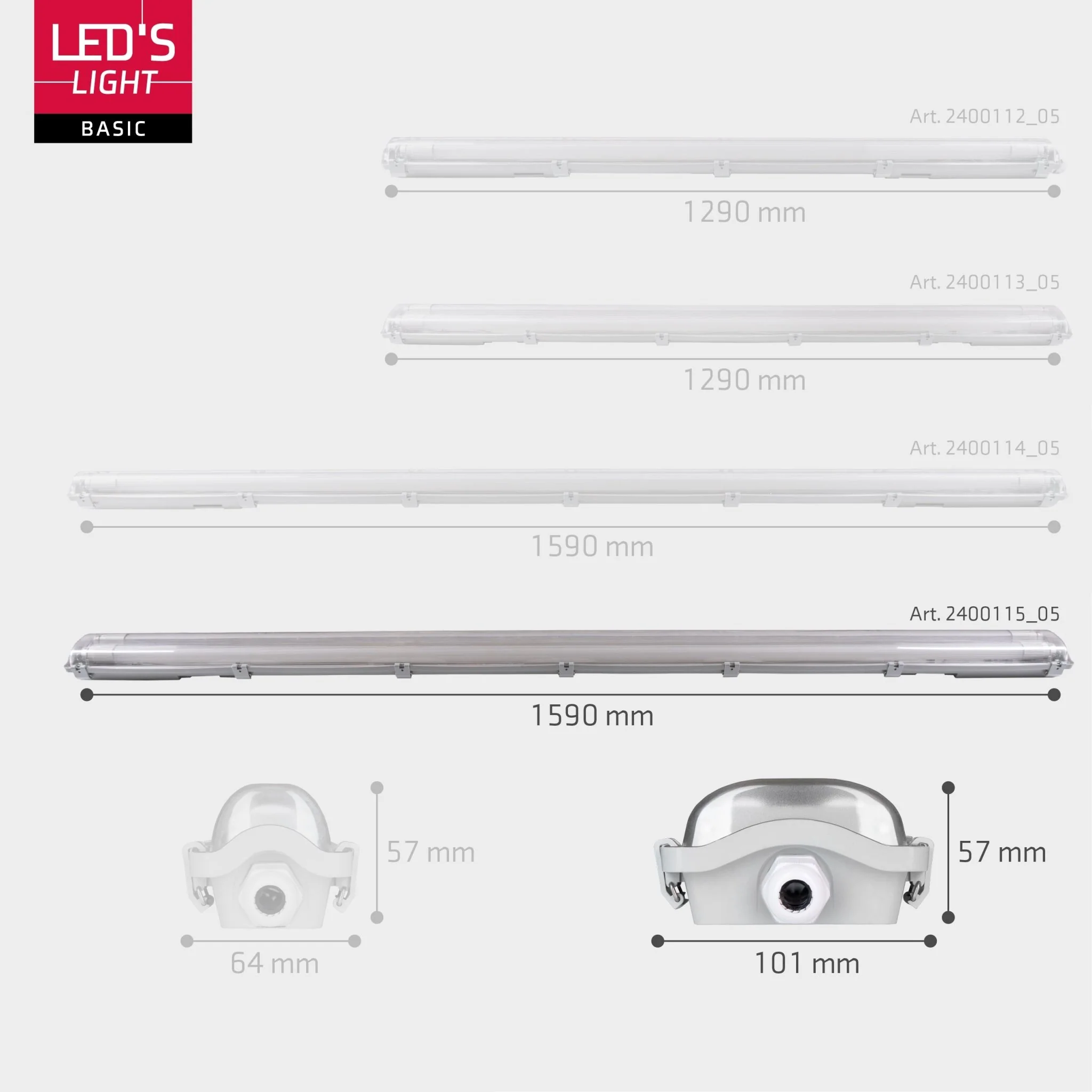 Proventa LED TL dubbel armatuur met 2 buizen 150 cm - Koud wit licht 6500 K - Waterdicht - Complete set - Image 7