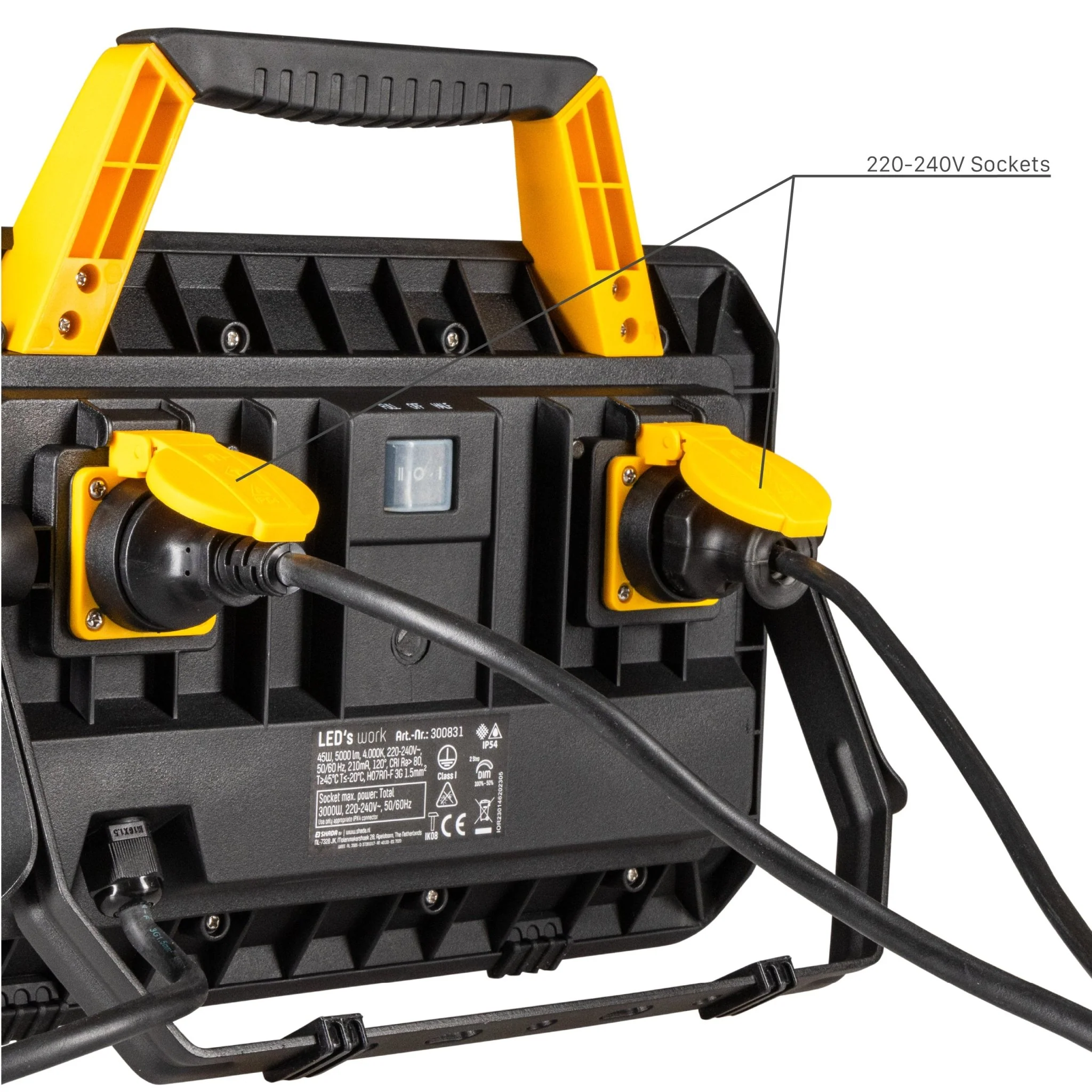 LED's Work Bouwlamp 5000 - 2 extra stopcontacten - 3 meter snoer - IP54 water- en stofbestendig - Image 12