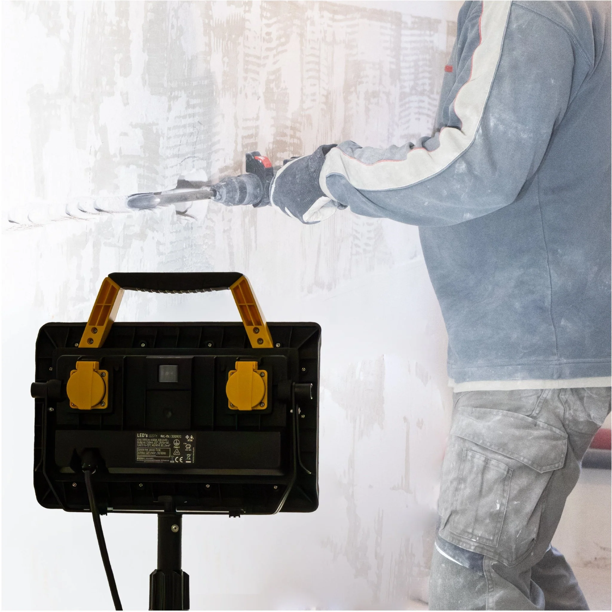 LED's Work Bouwlamp 5000 - 2 extra stopcontacten - 3 meter snoer - IP54 water- en stofbestendig - Image 2