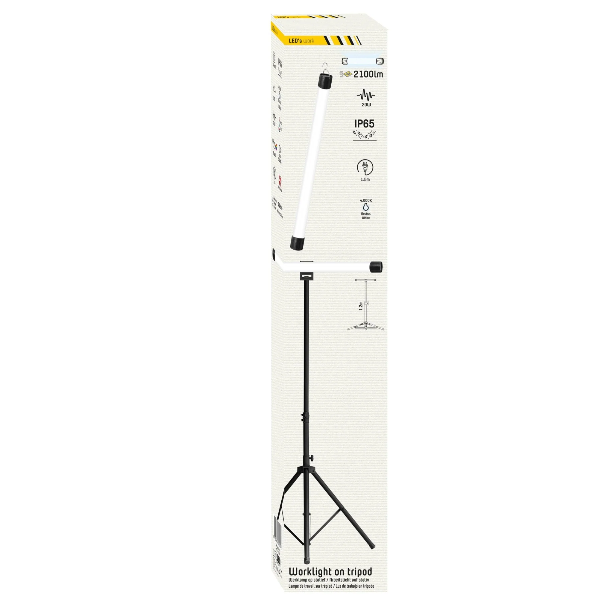 LED's Work Bouwlamp op Statief 1500 - In hoogte verstelbaar tot 120 cm en draaibaar - Lichtgewicht - 20W - Image 10