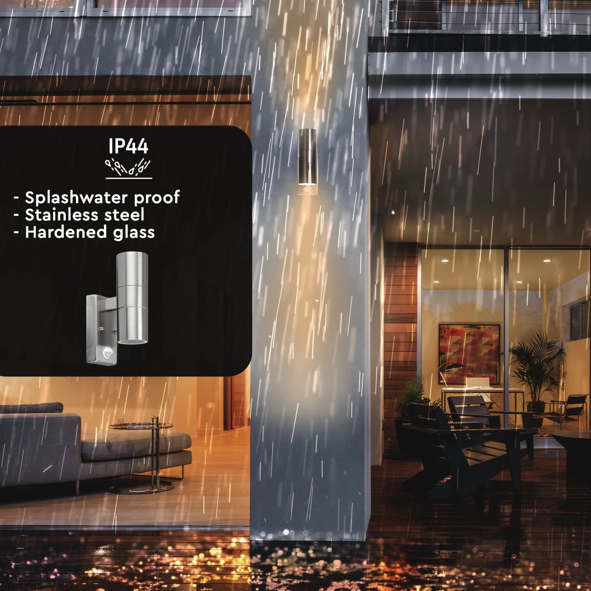 LED's Light RVS LED Buitenlamp met Bewegingssensor - 2 lichts up & down - IP44 - Zilver - Image 6