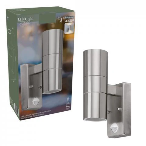 LED's Light RVS LED Buitenlamp met Bewegingssensor - 2 lichts up & down - IP44 - Zilver - Image 7