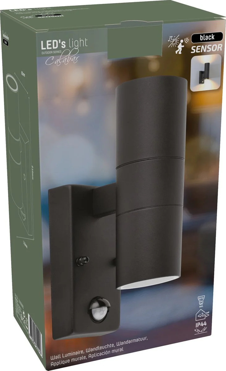 LED's Light RVS LED Buitenlamp met Bewegingssensor - 2 lichts up & down - IP44 - Zwart - Image 11