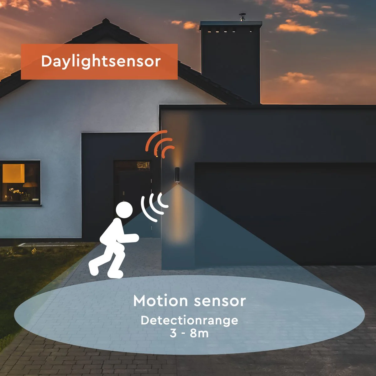 LED's Light RVS LED Buitenlamp met Bewegingssensor - 2 lichts up & down - IP44 - Zwart - Image 6