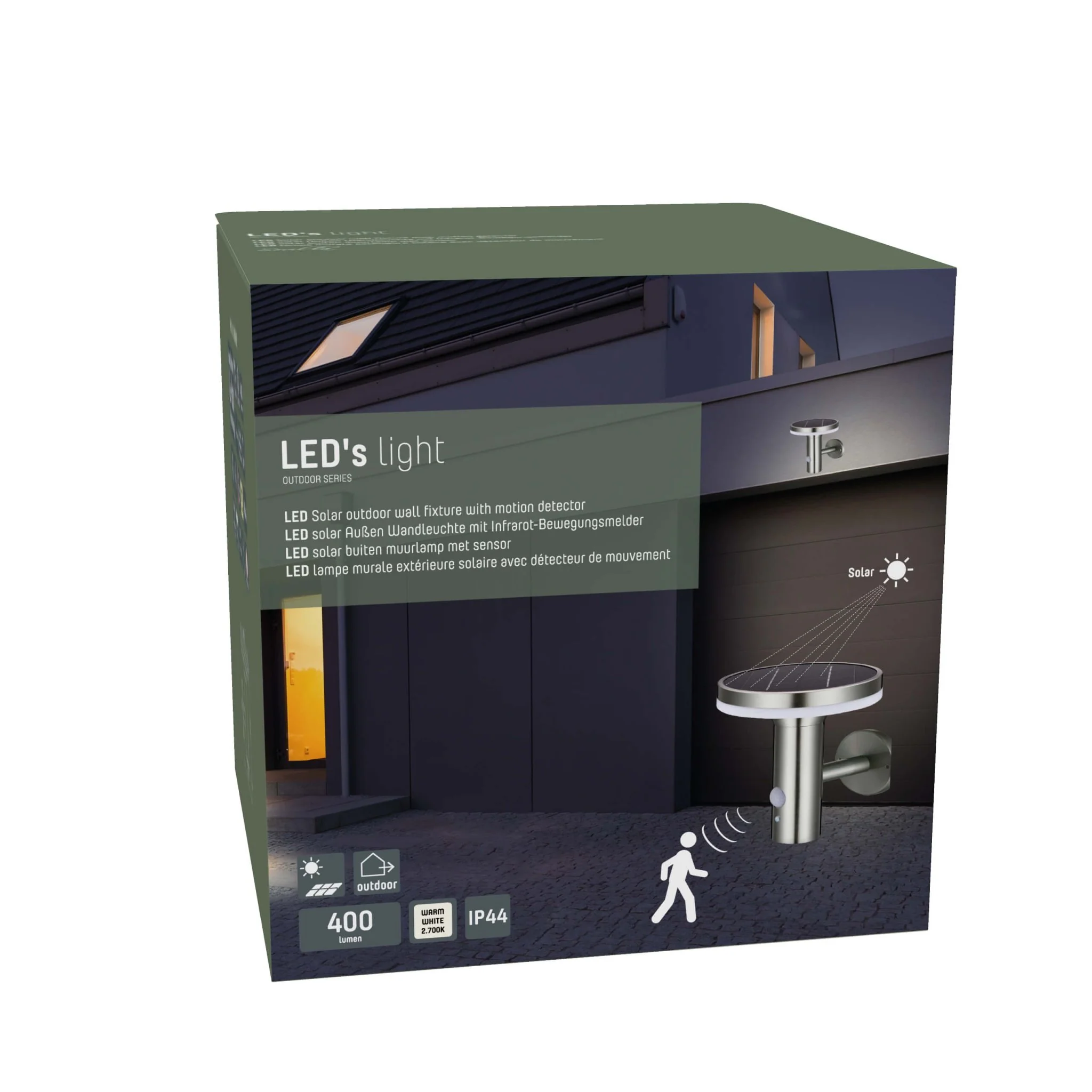 RVS Solar LED Buitenlamp met bewegingssensor - Draadloos - 3 standen - Zilver - Image 12
