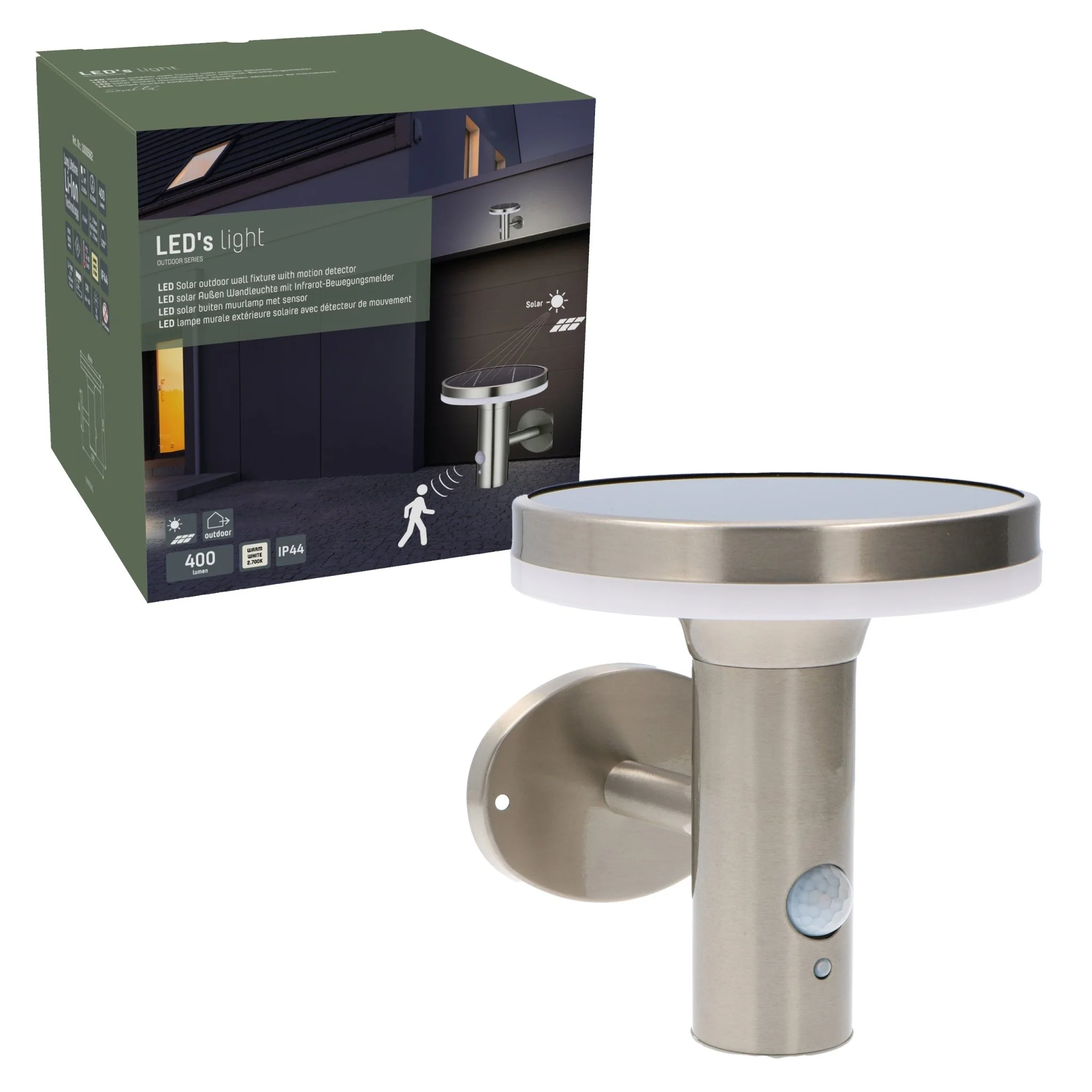 RVS Solar LED Buitenlamp met bewegingssensor - Draadloos - 3 standen - Zilver - Image 8