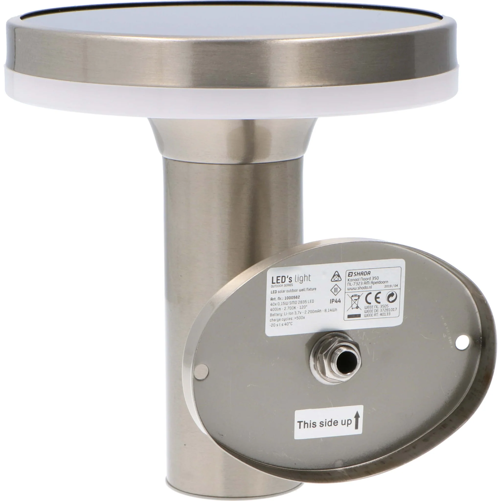 RVS Solar LED Buitenlamp met bewegingssensor - Draadloos - 3 standen - Zilver - Image 9