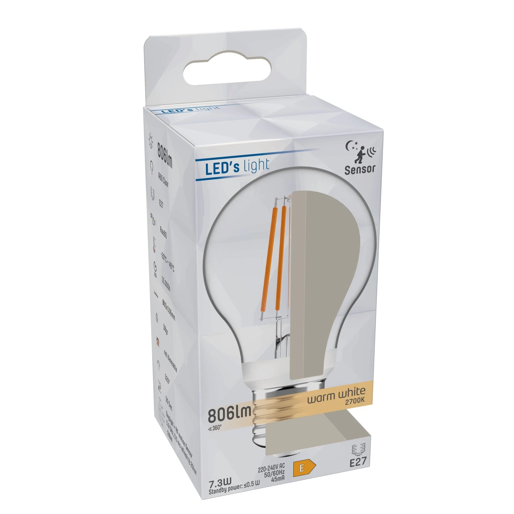 Sensor LED Lamp E27 met bewegingssensor en daglichtsensor - 3 meter bereik - Warm wit - Image 5
