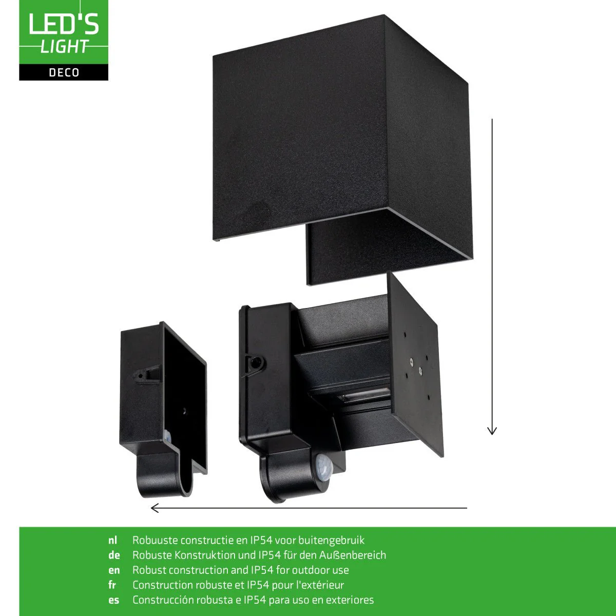 Lumo Qube Sensor Wandlamp Buitenlamp met lichtbron - 380lm 1800K - Zwart - Image 4