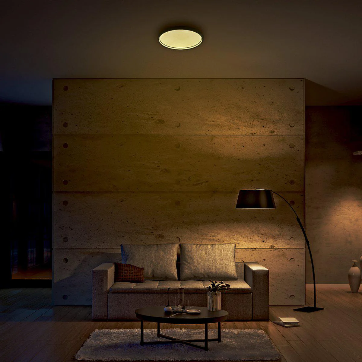 Slim LED Plafonniere 45 cm - Plafondlamp dimbaar zonder dimmer - Warm wit licht - Antraciet - Image 3