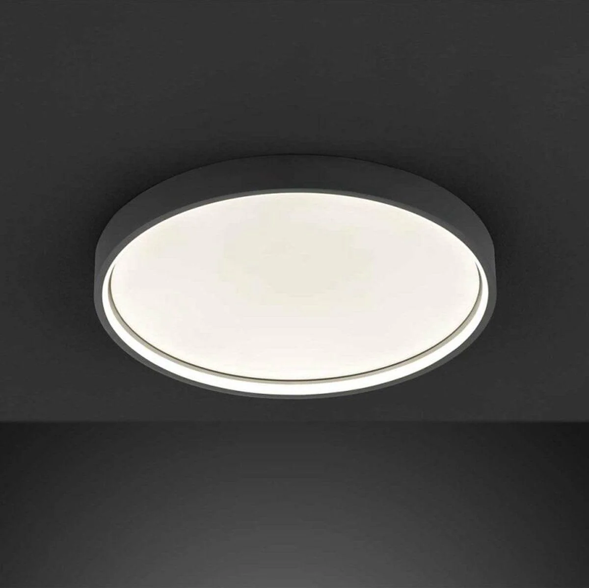 Slim LED Plafonniere 45 cm - Plafondlamp dimbaar zonder dimmer - Warm wit licht - Antraciet - Image 4