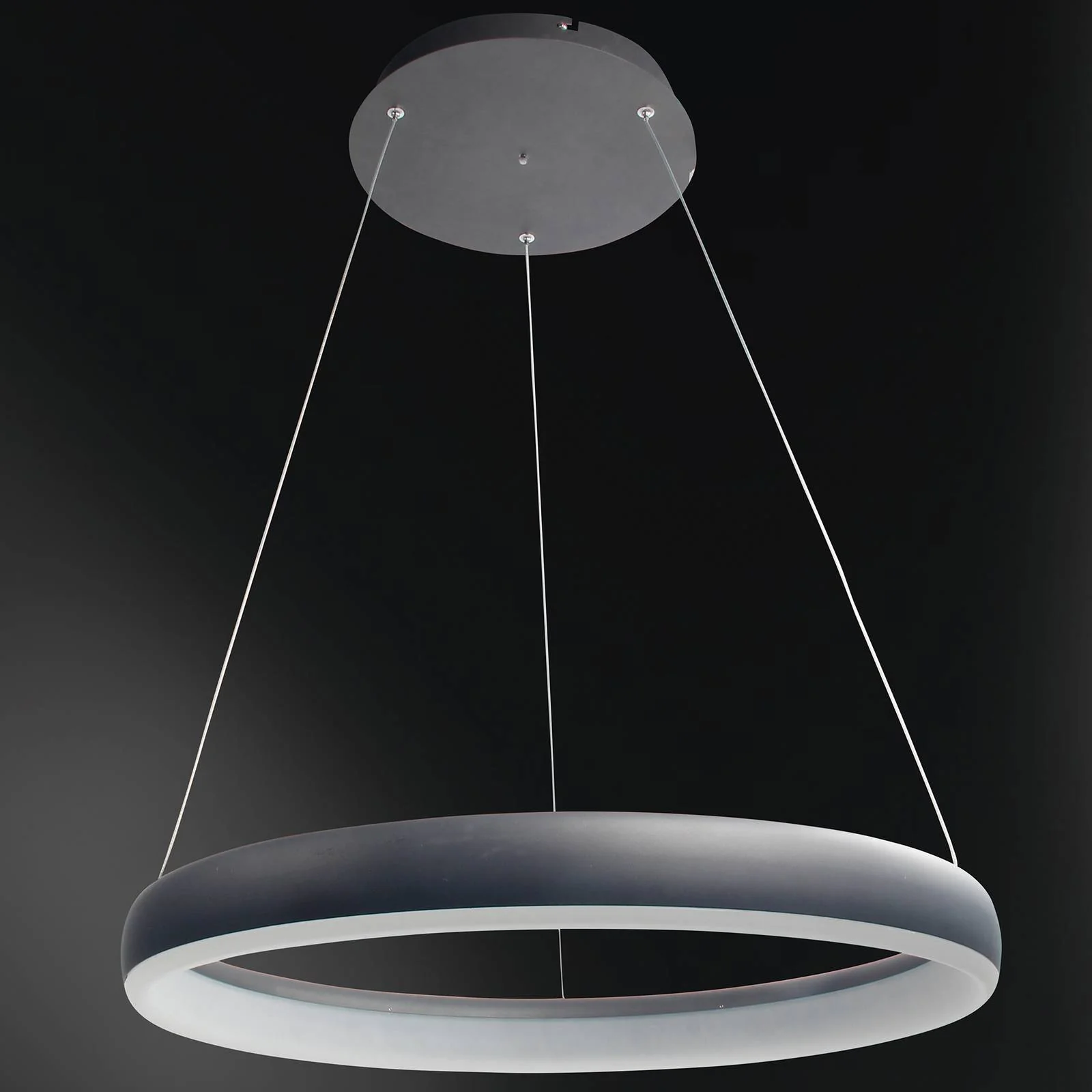 Smart LED Hanglamp ring 60 cm - Bedienbaar met afstandsbediening en app - White & Color - Zwart - Image 4