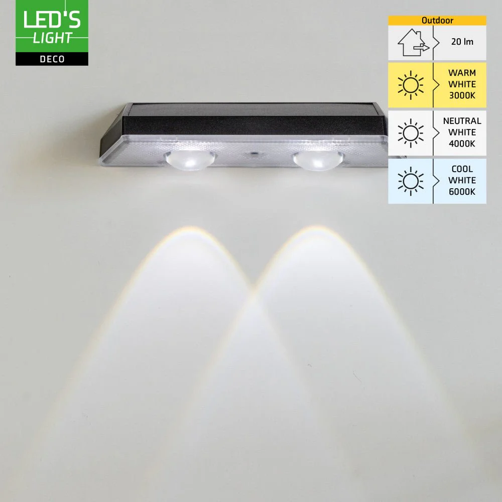 LED's Light Deco Solar Buitenlamp – Schuttingverlichting  – 2 stuks - Image 3