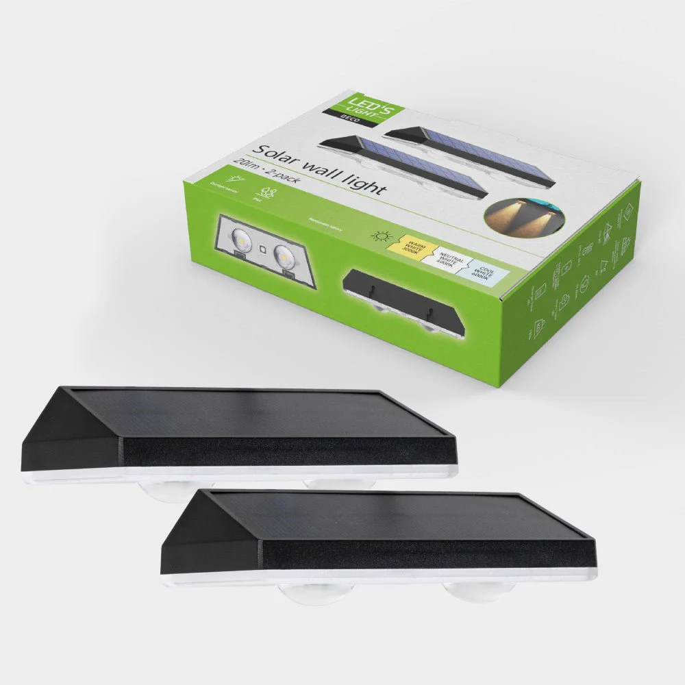 LED's Light Deco Solar Buitenlamp – Schuttingverlichting  – 2 stuks - Image 4