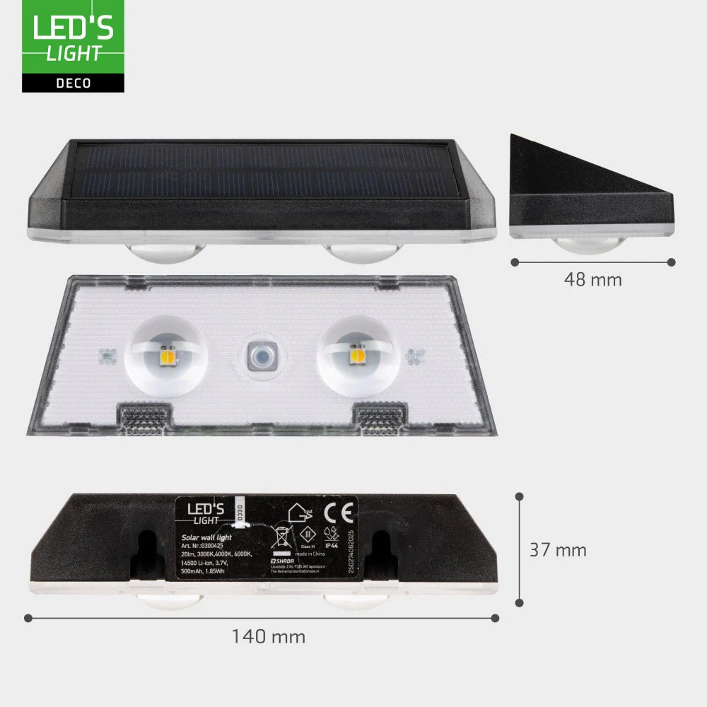 LED's Light Deco Solar Buitenlamp – Schuttingverlichting  – 2 stuks - Image 5