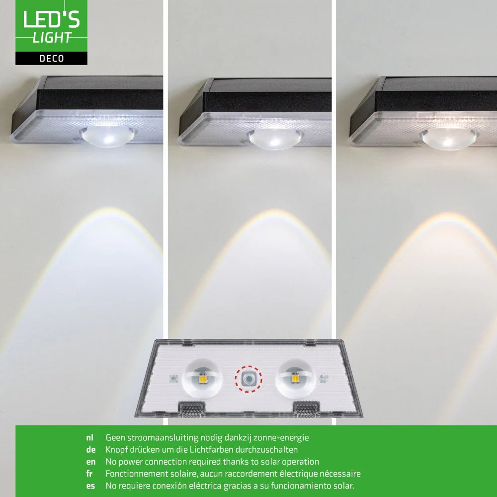 LED's Light Deco Solar Buitenlamp – Schuttingverlichting  – 2 stuks - Image 7