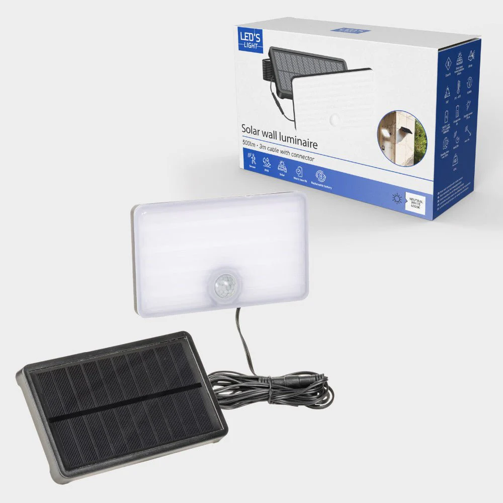 LED's Light Solar buitenlamp met sensor en zonnepaneel - 500lm 4000K - Zwart - IP65 - Image 4