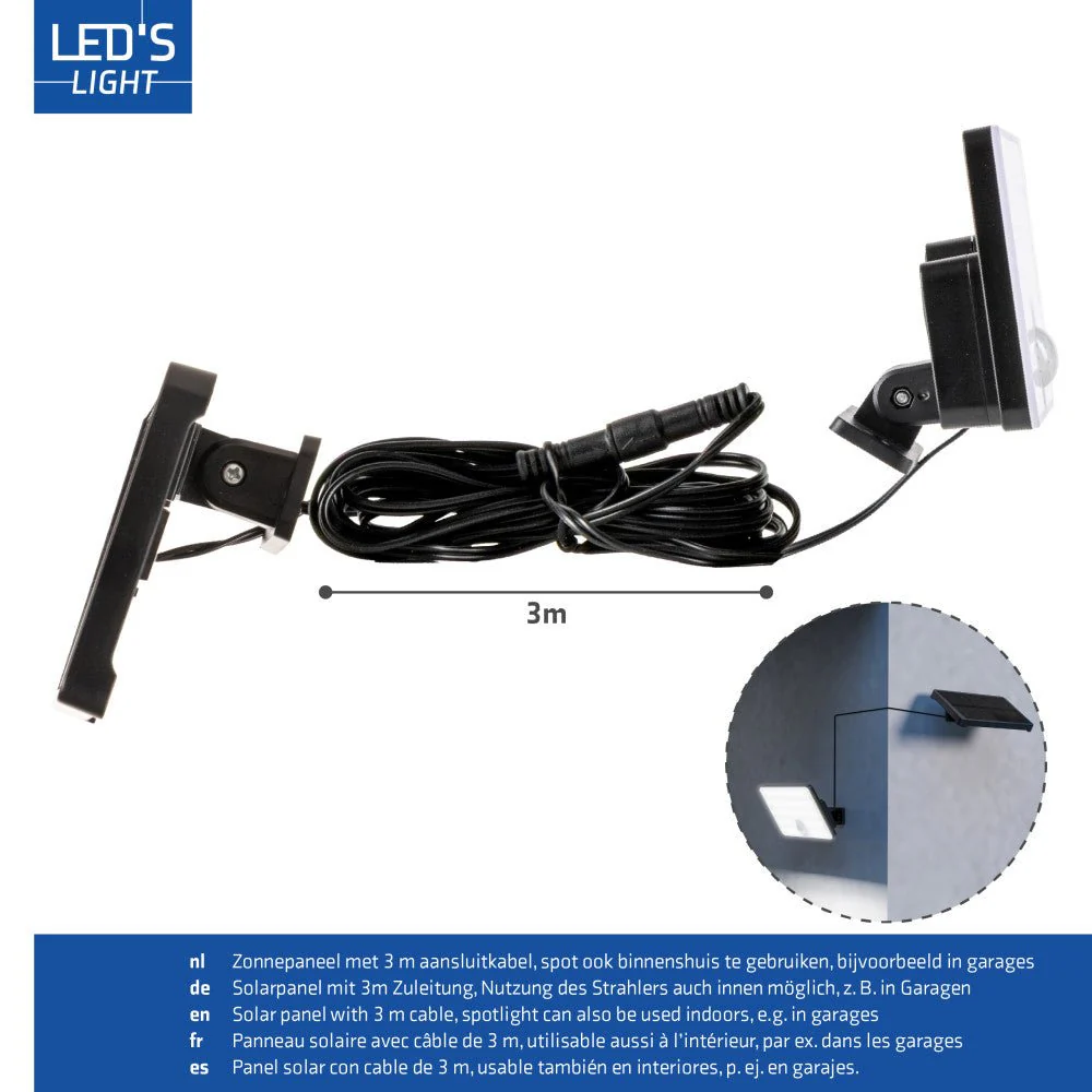LED's Light Solar buitenlamp met sensor en zonnepaneel - 500lm 4000K - Zwart - IP65 - Image 9
